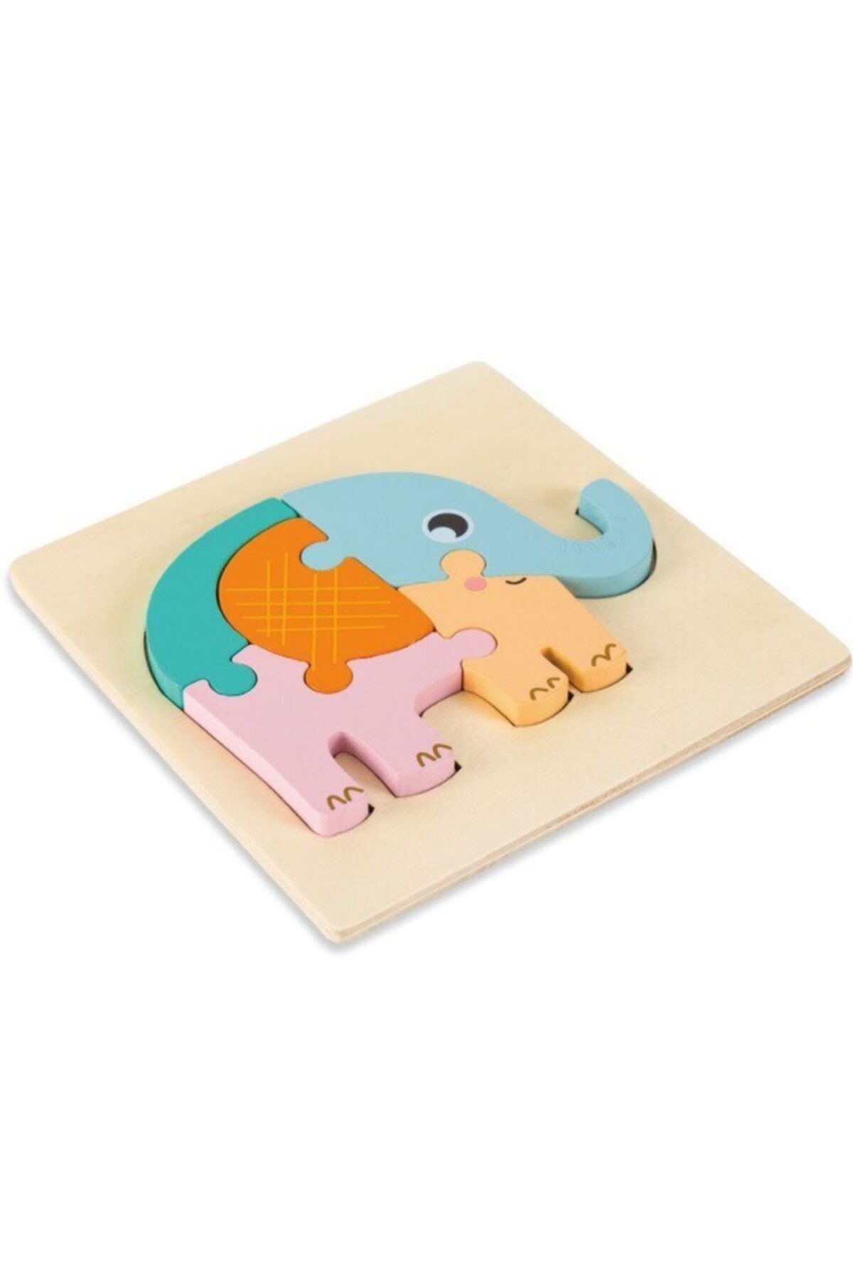 MAYA BABY Ahşap Eğitici Üç Boyutlu 3d Fil Puzzle Yapboz