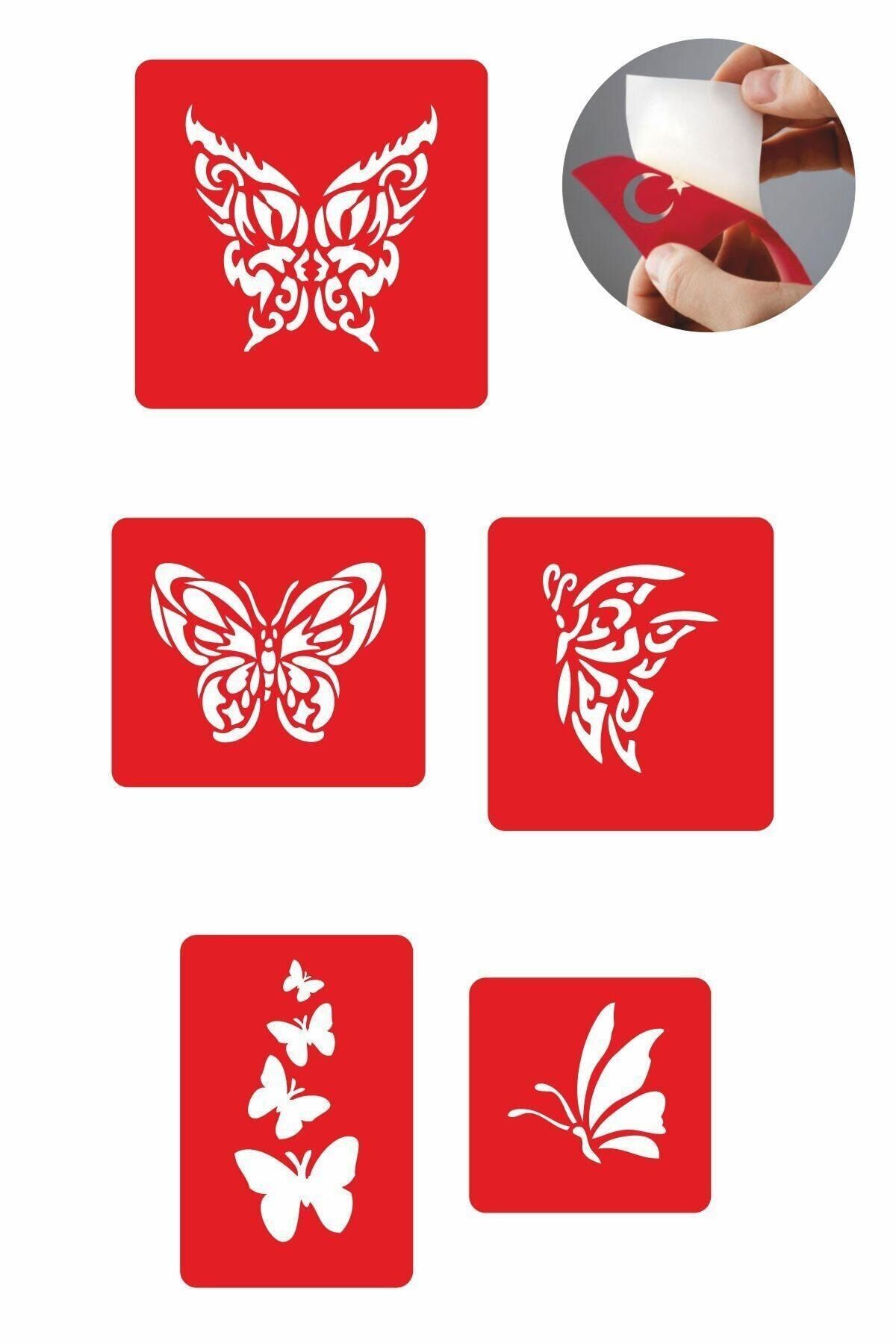 ONE SPRAY TATTOO Kelebekler Dövme Şablonu Ve Kına Desenleri 5 Adet
