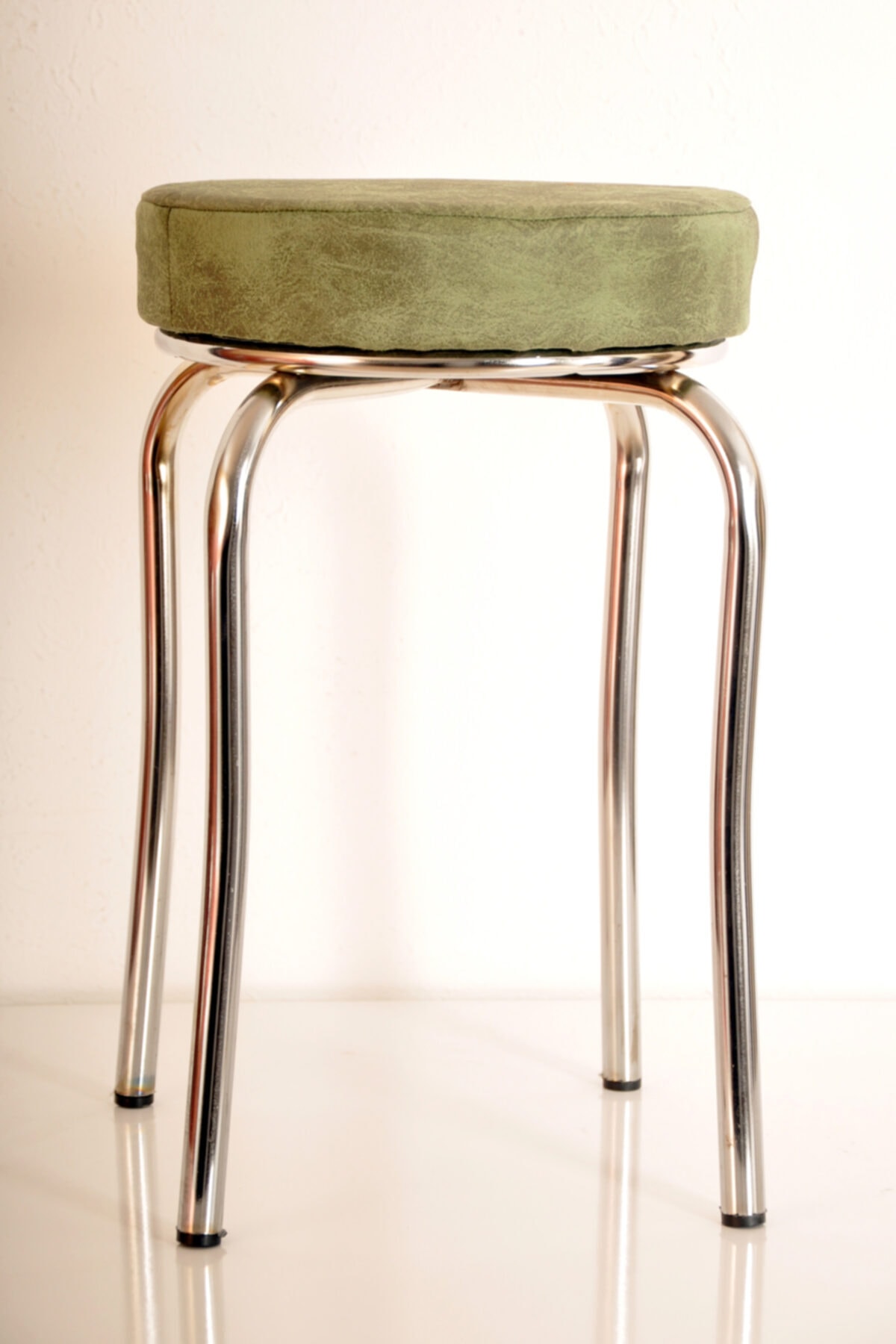 yılmaz masacılık 4 Adet Yeşil Kumaş Profil Tabure Metal Tabure Mutfak Taburesi Kalın Tabure