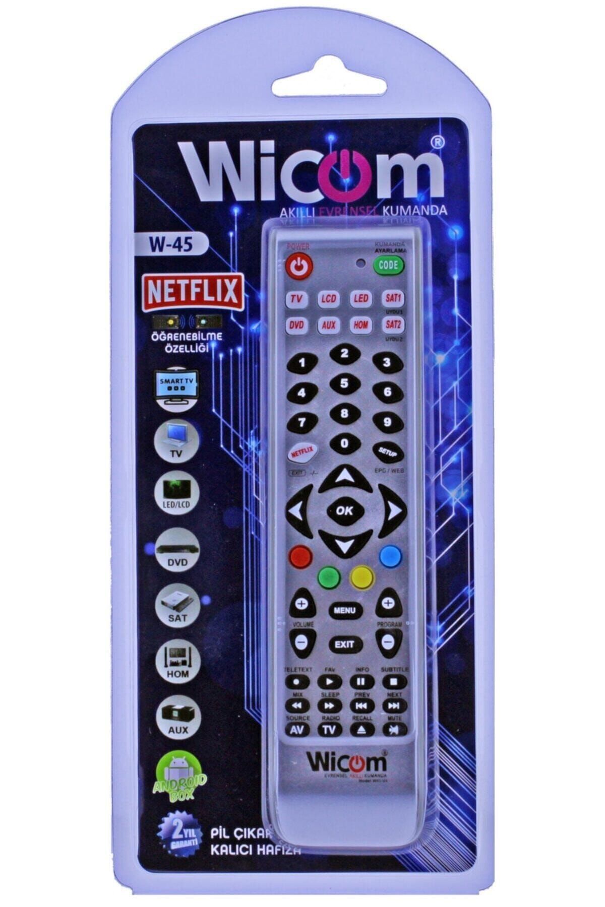 WICOM W45 V4 Öğrenebilen Akıllı Kumanda Kalıcı Hafıza 8in1 Netflix
