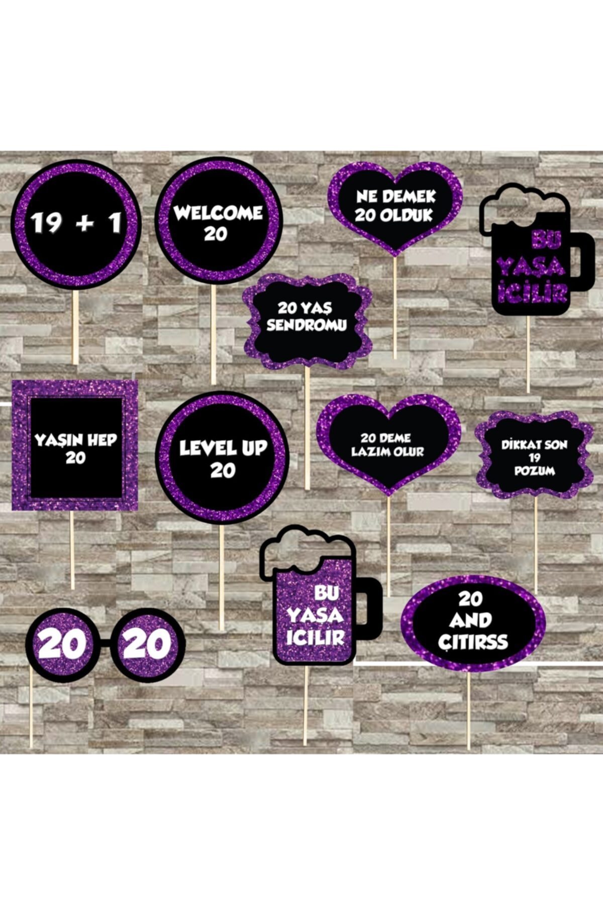 PARTİ SEPETİ 20 Yaş Temalı Konuşma Balonu 12 Adet