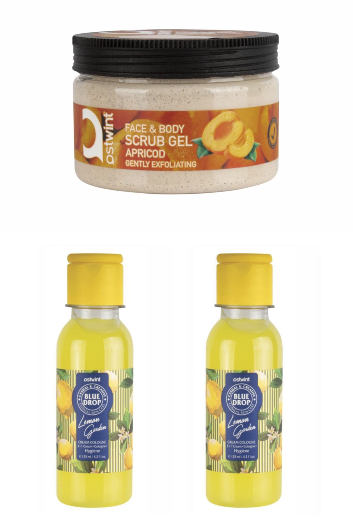 Ostwint Yüz Ve Vücut Scrub Jel Kaysı 300ml - 2 Adet 125ml Krem Kolonya Hediye