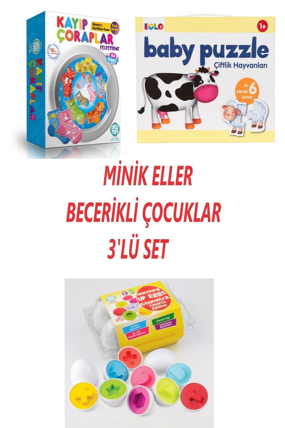 Özlem Toys Kayıp Çoraplar Eşleştirme Kartları + Yumurta Eşleme + Eğitici Puzzle