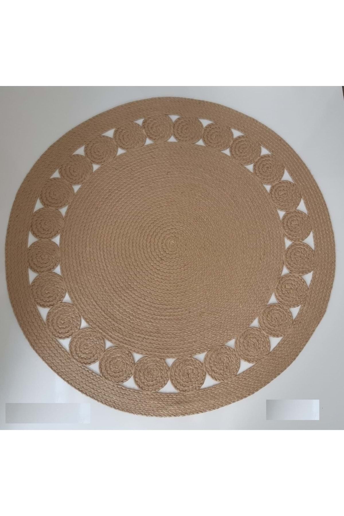 Romans Kilim Saç Örgü Jüt Ip Ufo 120 Cm Yuvarlak