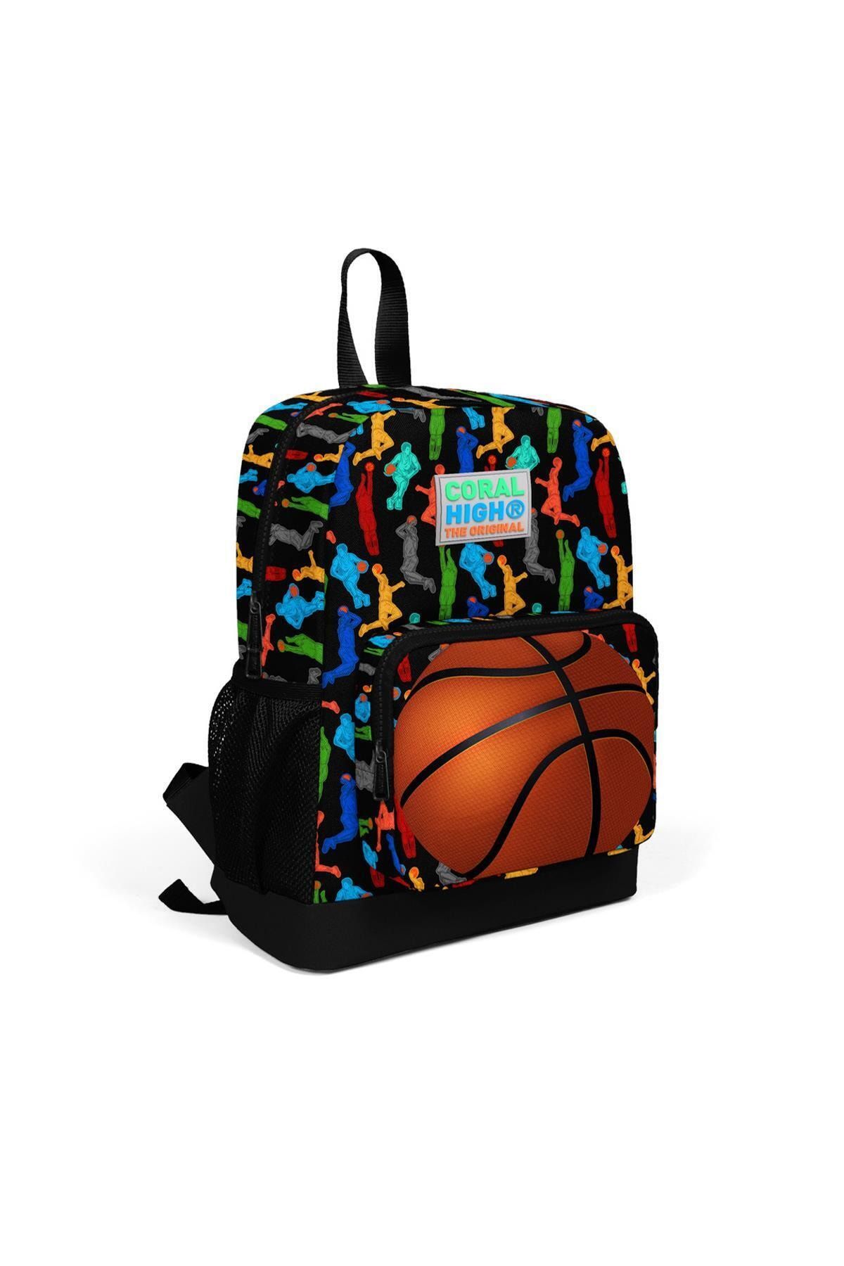 Coral High Kids Siyah Basketbol Toplu Iki Bölmeli Ilkokul Sırt Çantası 23313