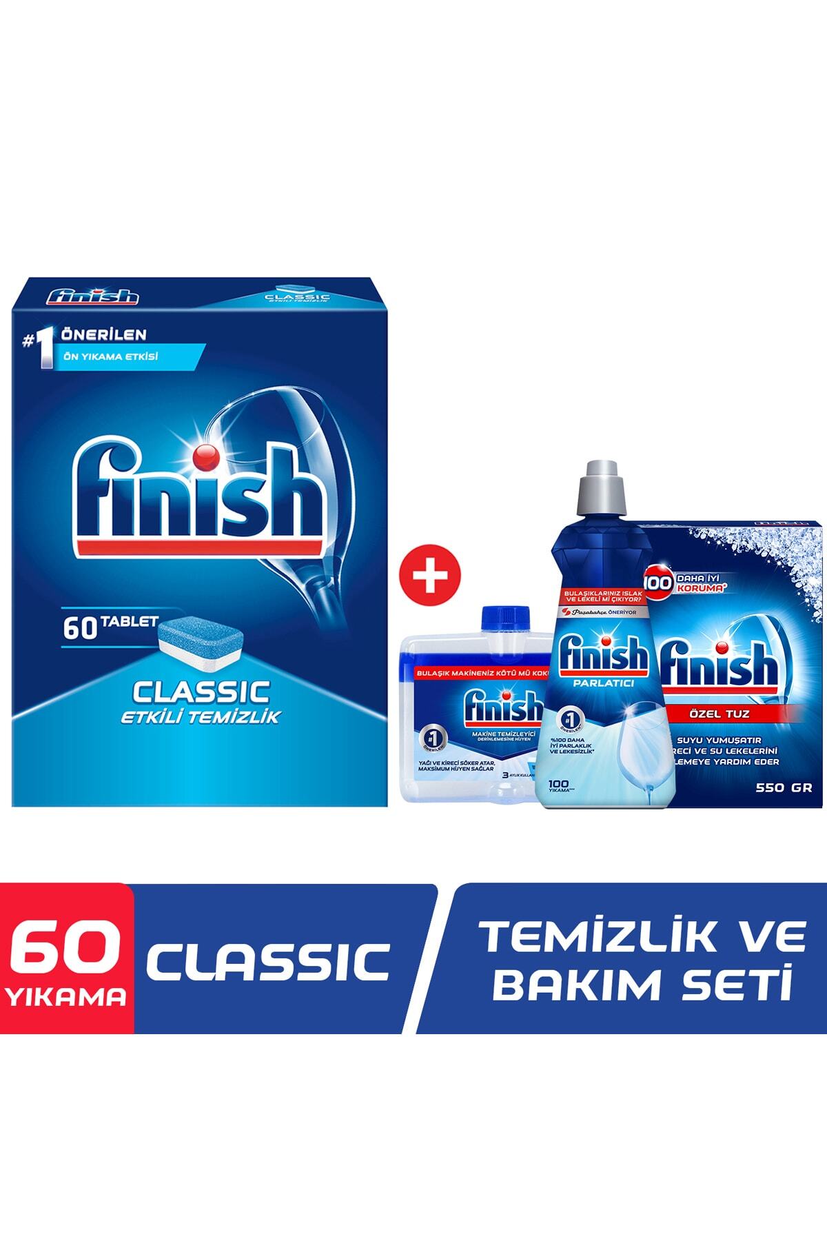 Finish Bulaşık Makinesi Deterjanı Klasik 60 Tablet +Finsih Temizlik Bakım Seti
