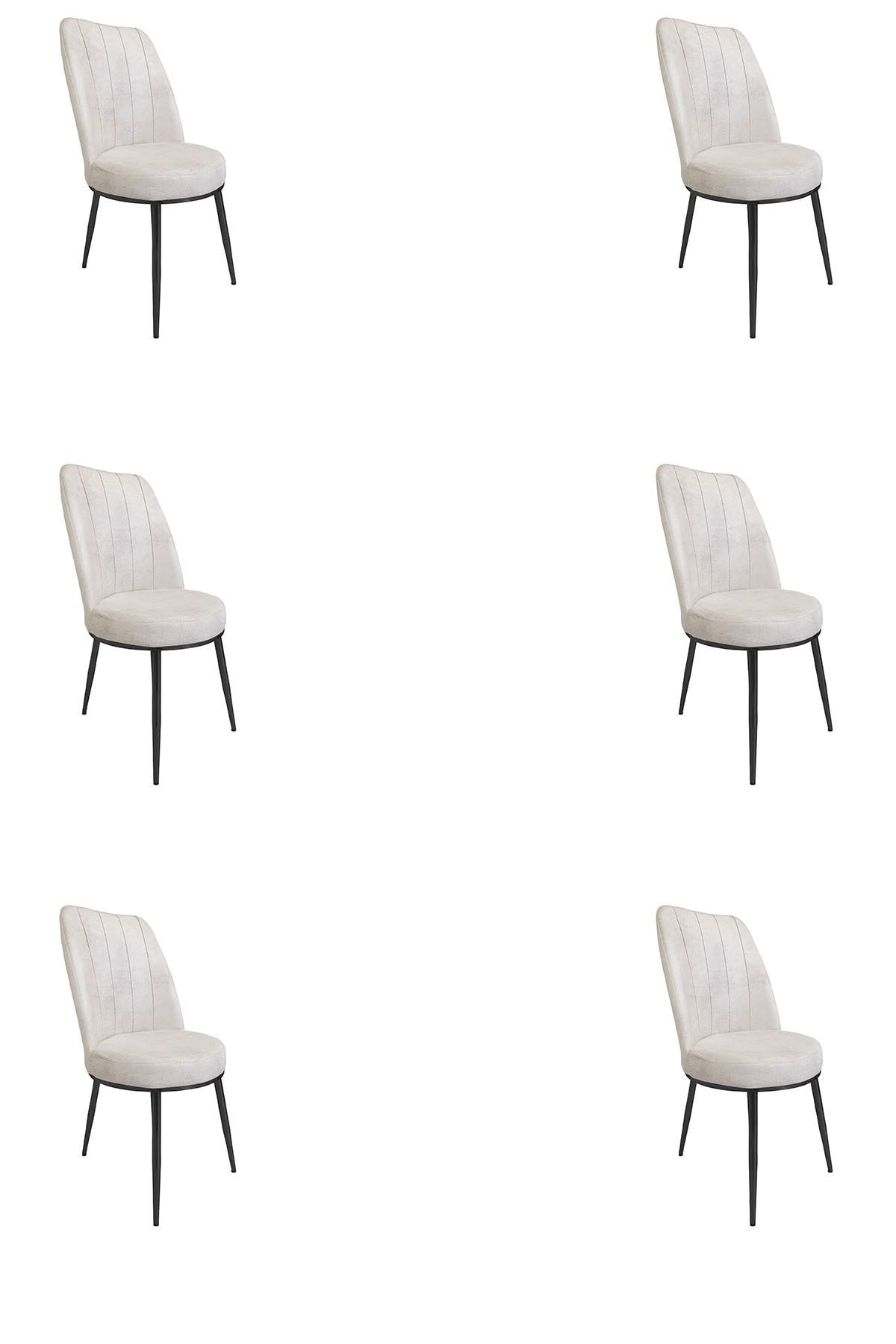 Olinpa 6 Adet Diamond Mutfak Balkon Restoran Cafe Sandalyesi Siyah Metal Ayak