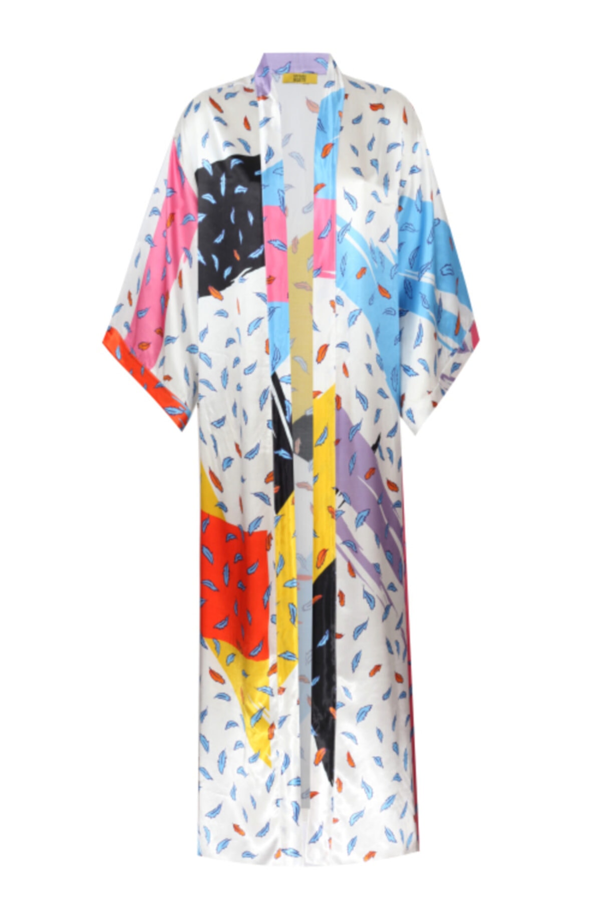 Jaquette by Elvan Tığlıoğlu Kadın Beyaz Desenli Uzun Kaftan