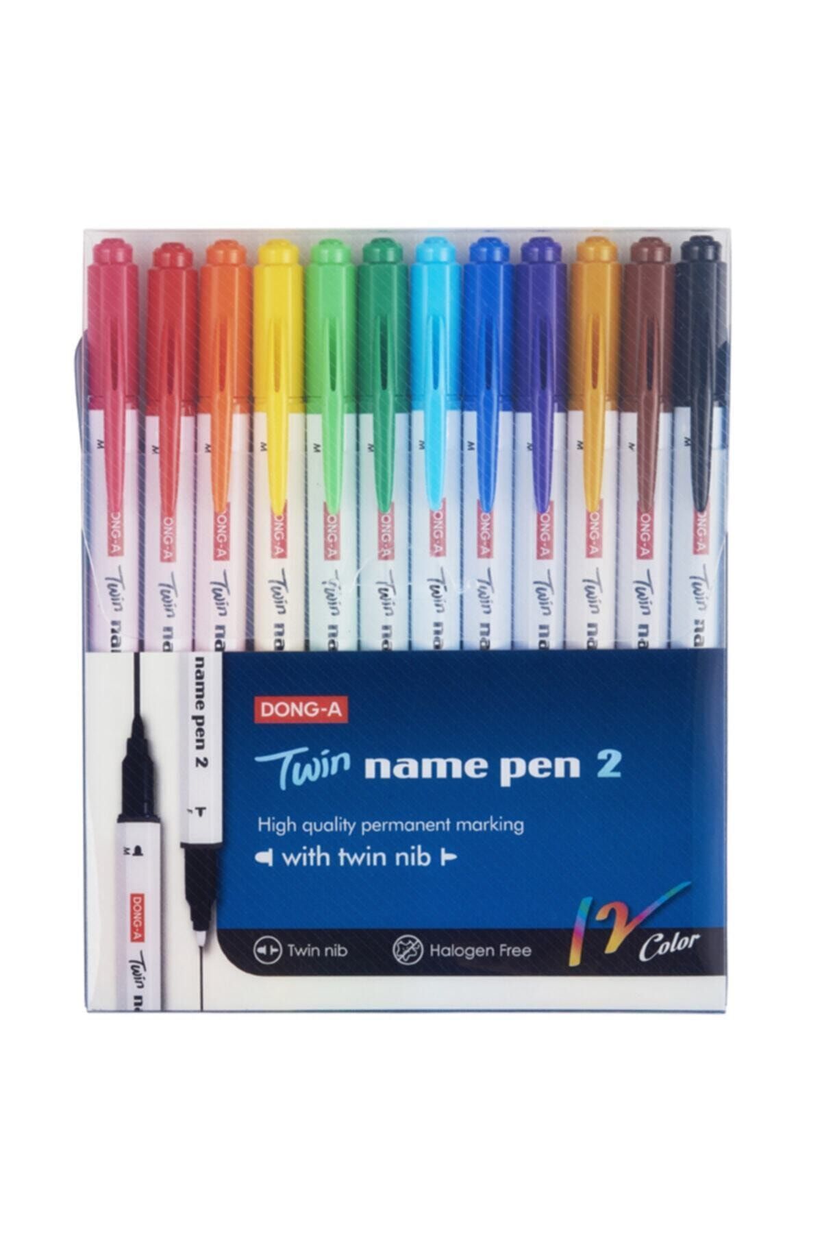 DongA Twin Name Cd Pen 2- Cd Kalemi Çift Taraflı 12 Renk Set