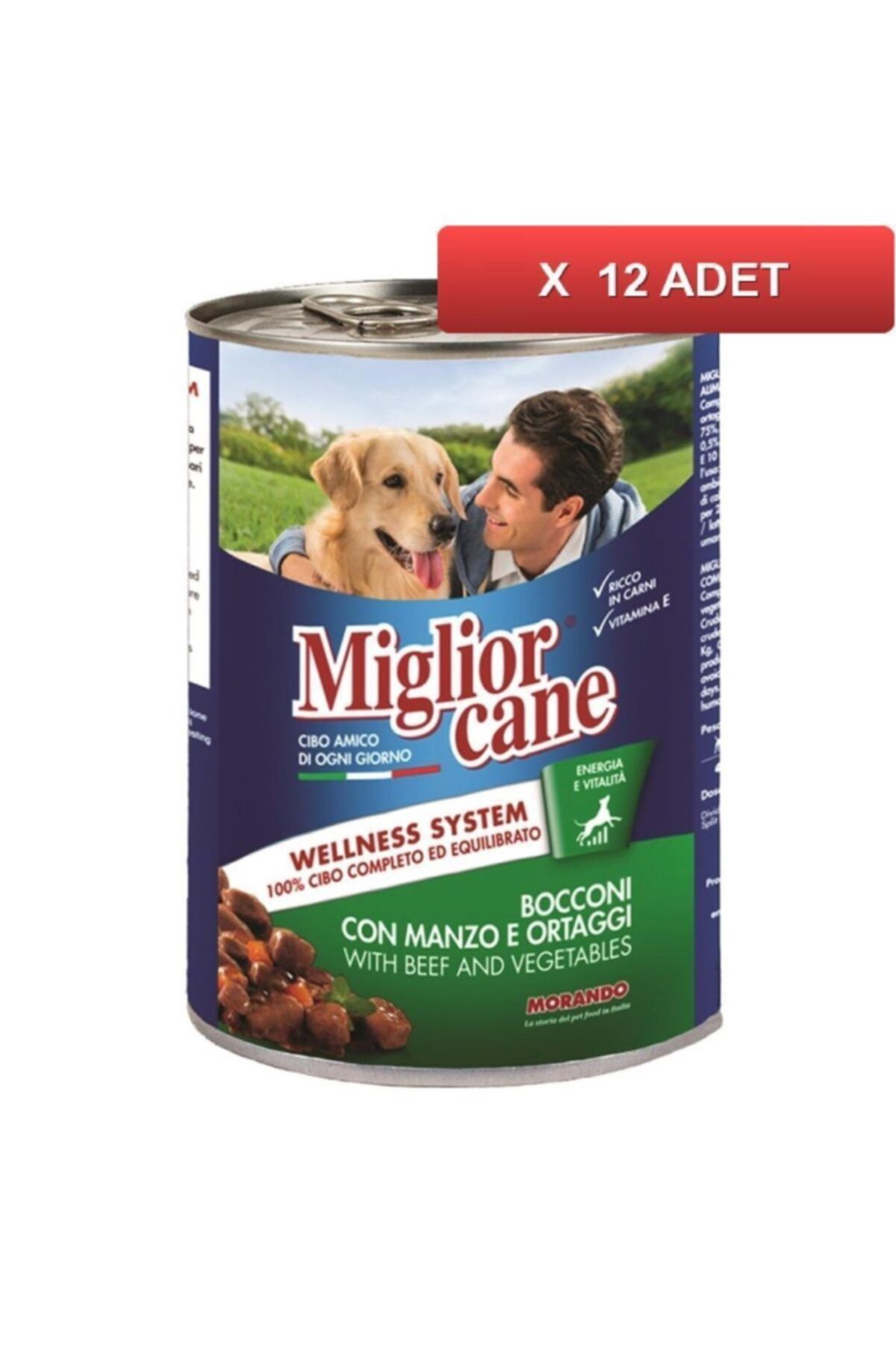 Miglior Cane Biftekli Sebzeli Köpek Konserve Maması 405 Gr (12 Adet)