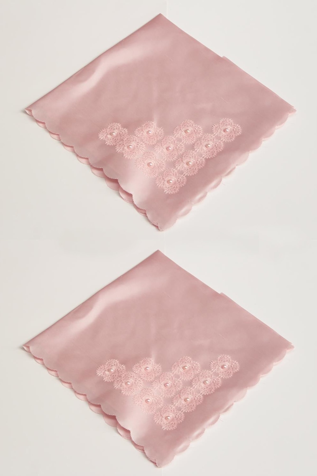 Çeyizci Iğne Oyası 2li Saten Bohça - Pudra