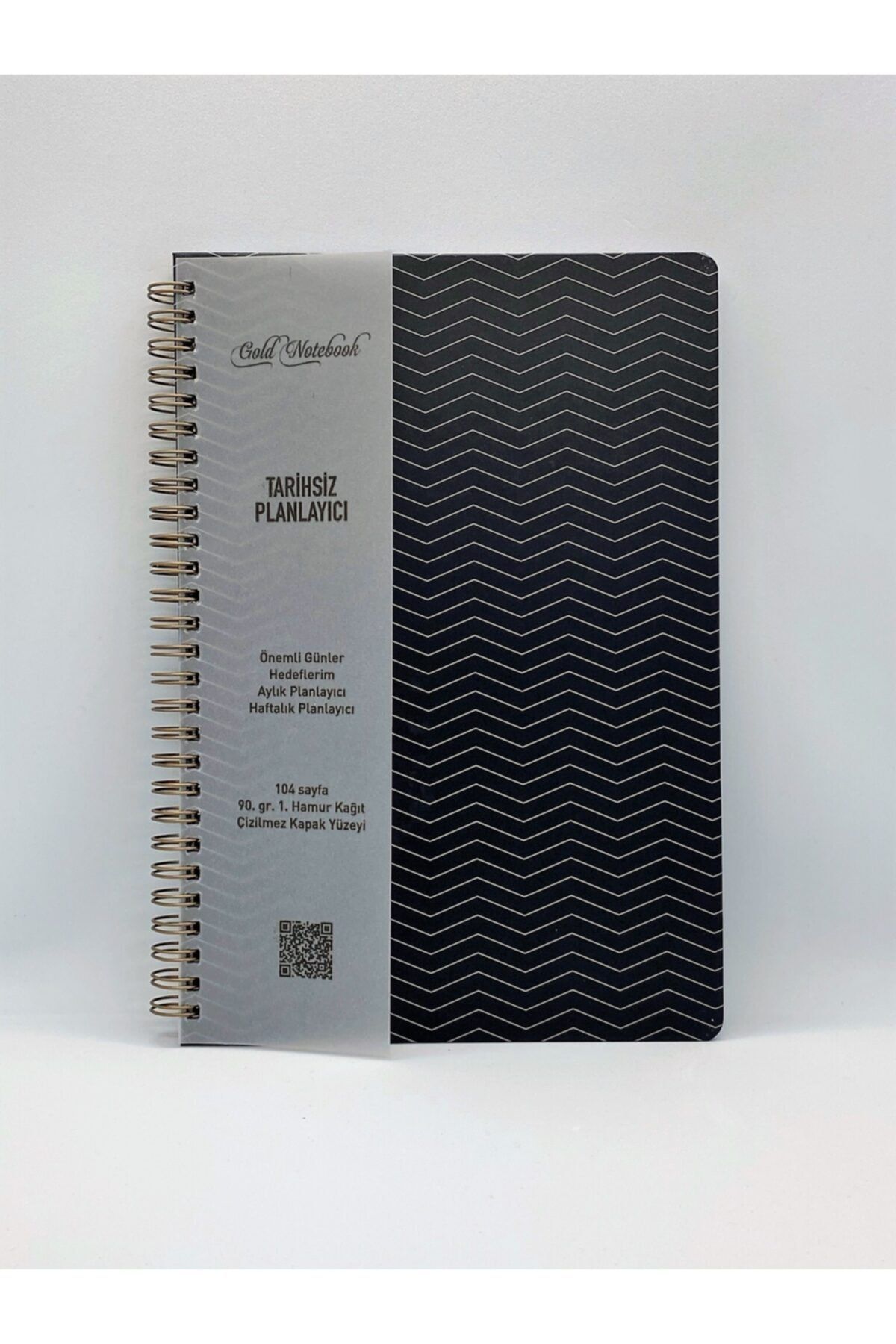 Gold Notebook 16x24 Tarihsiz Planlayıcı Siyah Zikzak