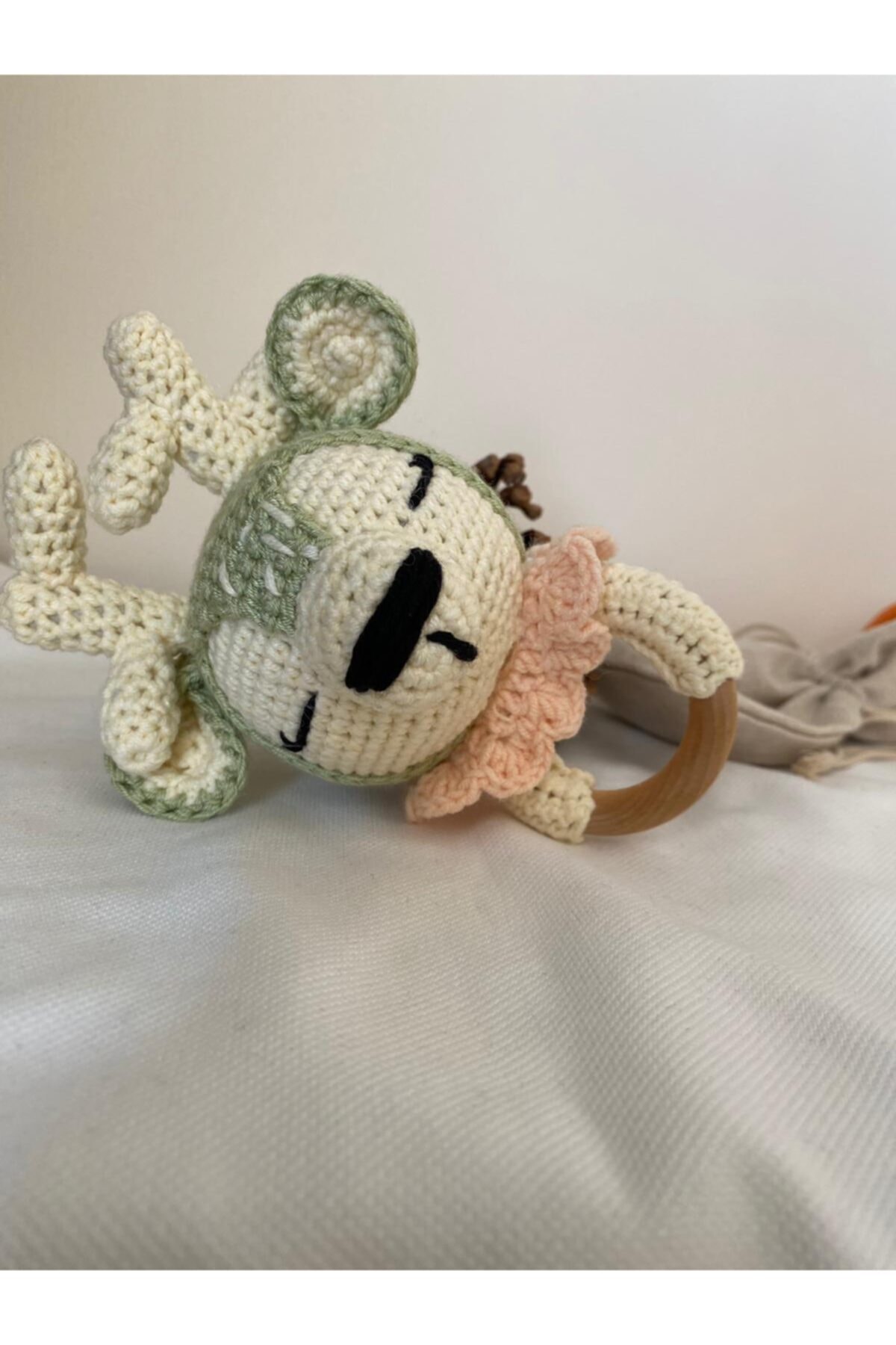 YANNS Amigurumi Organik Çıngıraklı Diş Kaşıyıcı Yeşil Geyik