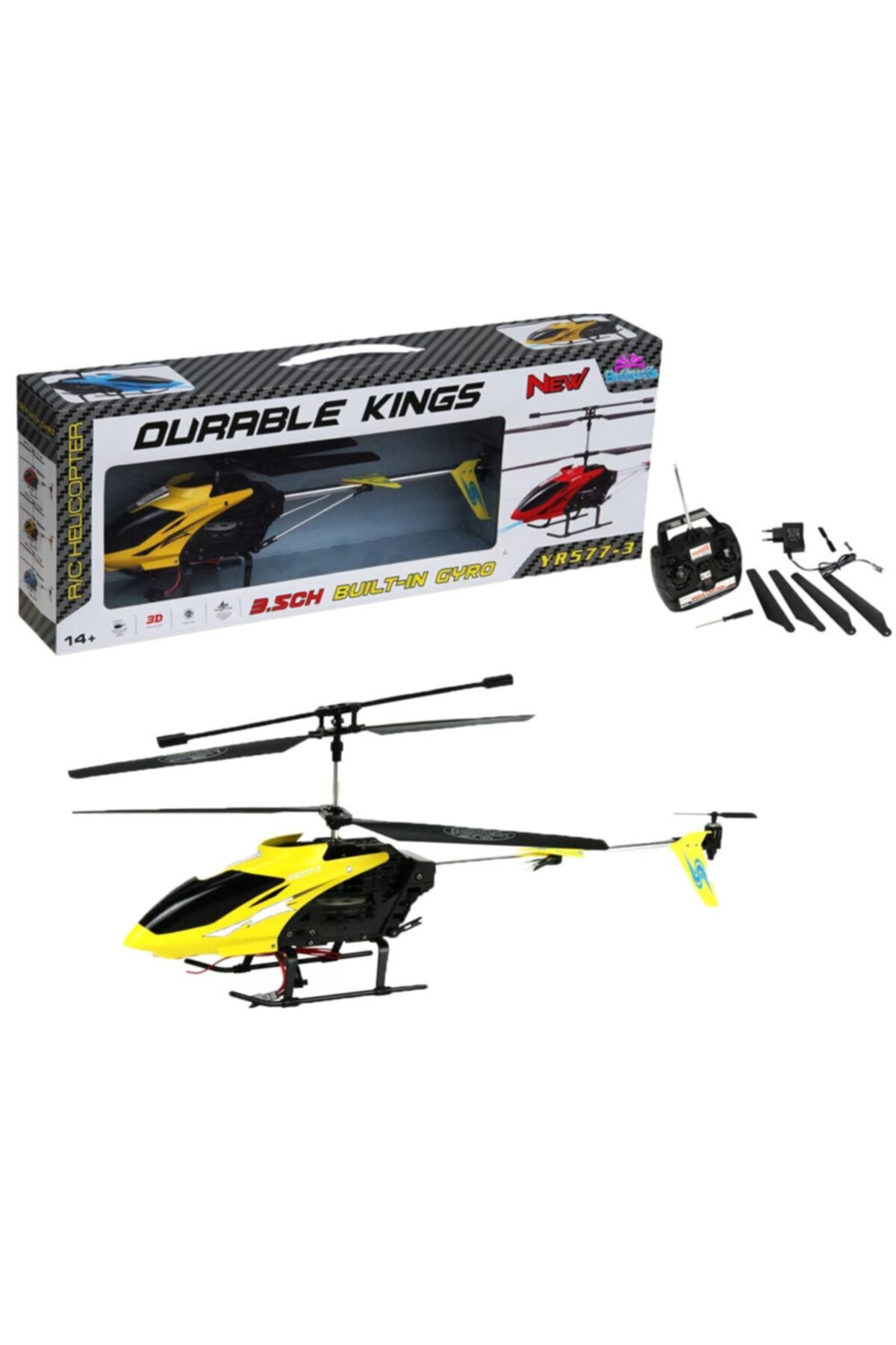 hediyecik Uzaktan Kumandalı 3,5ch Kanal Gyro Teknolojili Orta Boy Helikopter Sarı 43 Cm