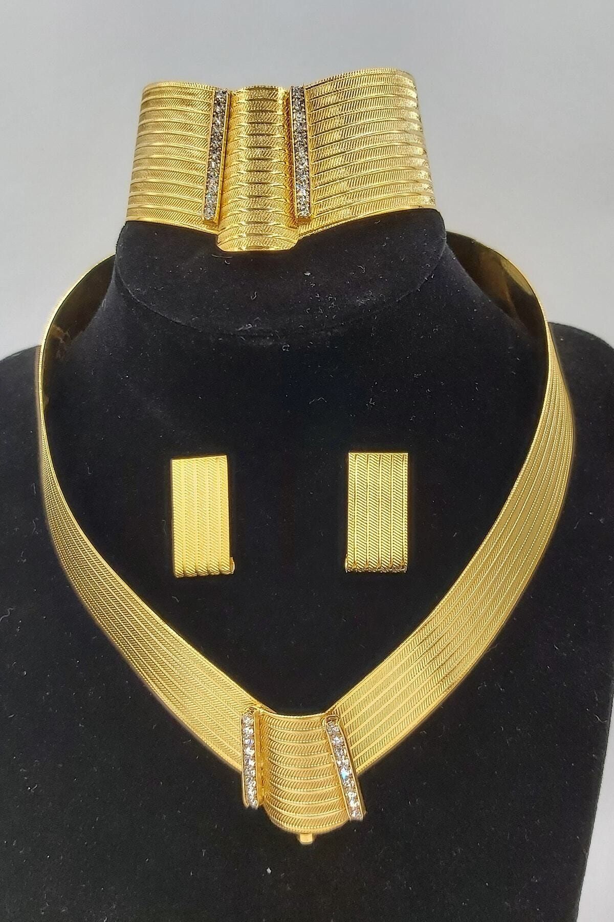 ZEYGOLD Altın Kaplama Trabzon Hasırı Üçlü Set
