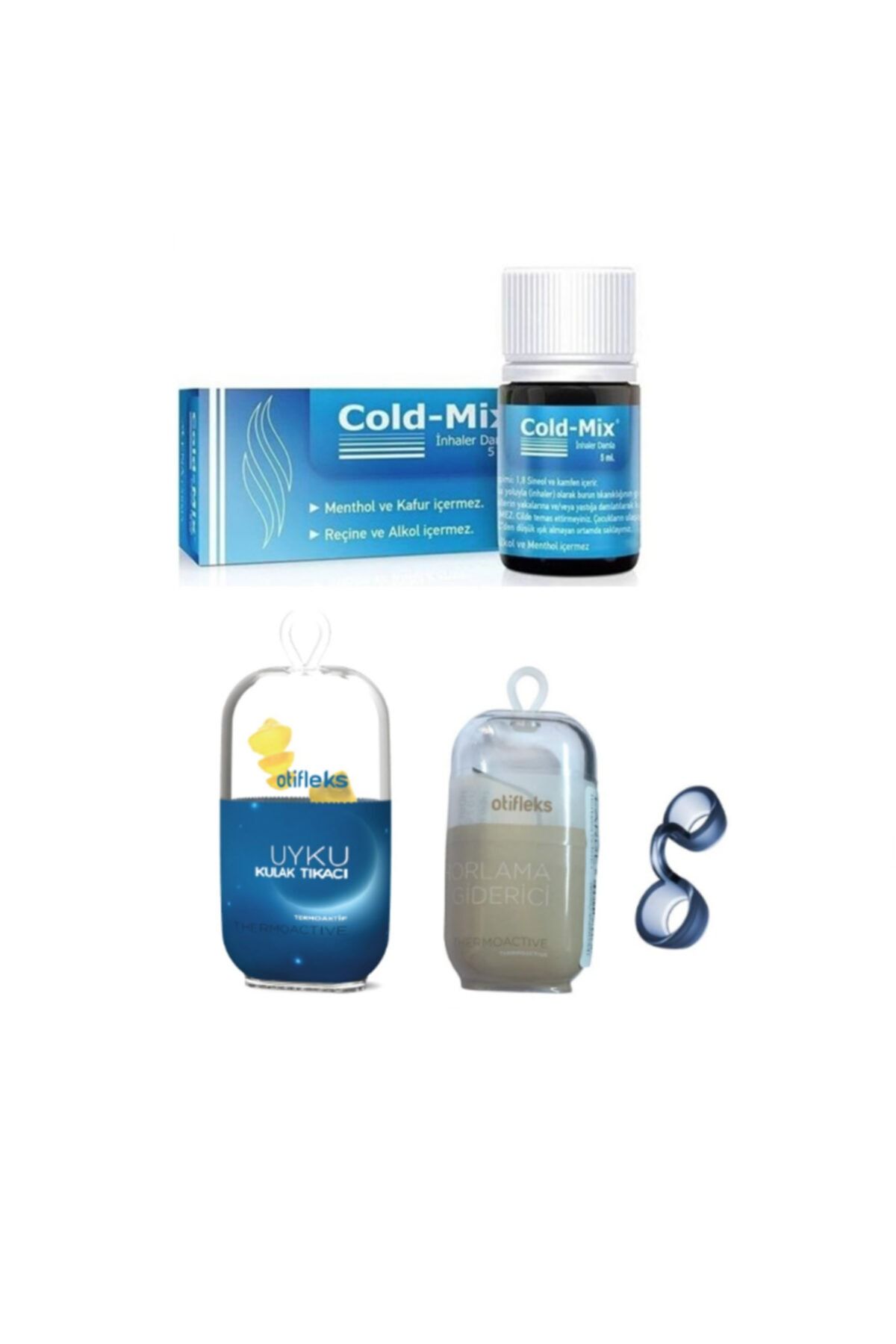 ColdMix Horlama Giderici Small + Uyku Tıkacı Medium + Burun Tıkanıklığı Için Rahatlatıcı Damla 5 Ml