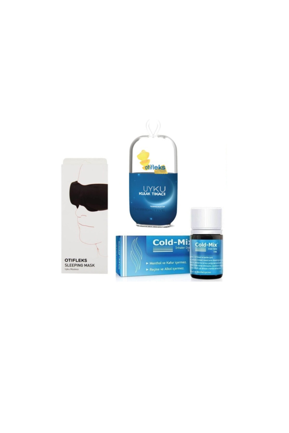 ColdMix Uyku Kulak Tıkacı (medium)+ayarlanabilir 3d Uyku Maskesi+ Inhaler Rahatlatıcı Damla 5 Ml