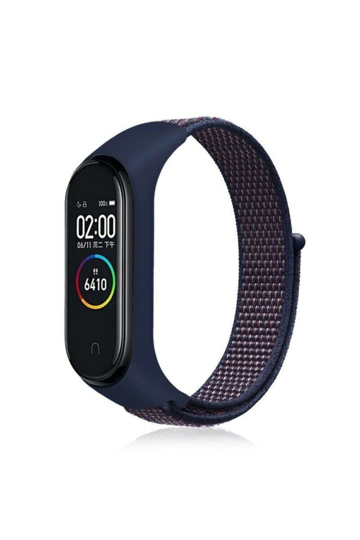 GTC Mi Band 3-4-5 Uyumlu Hasır Örgü Lacivert Kırçıllı Kordon Kayış