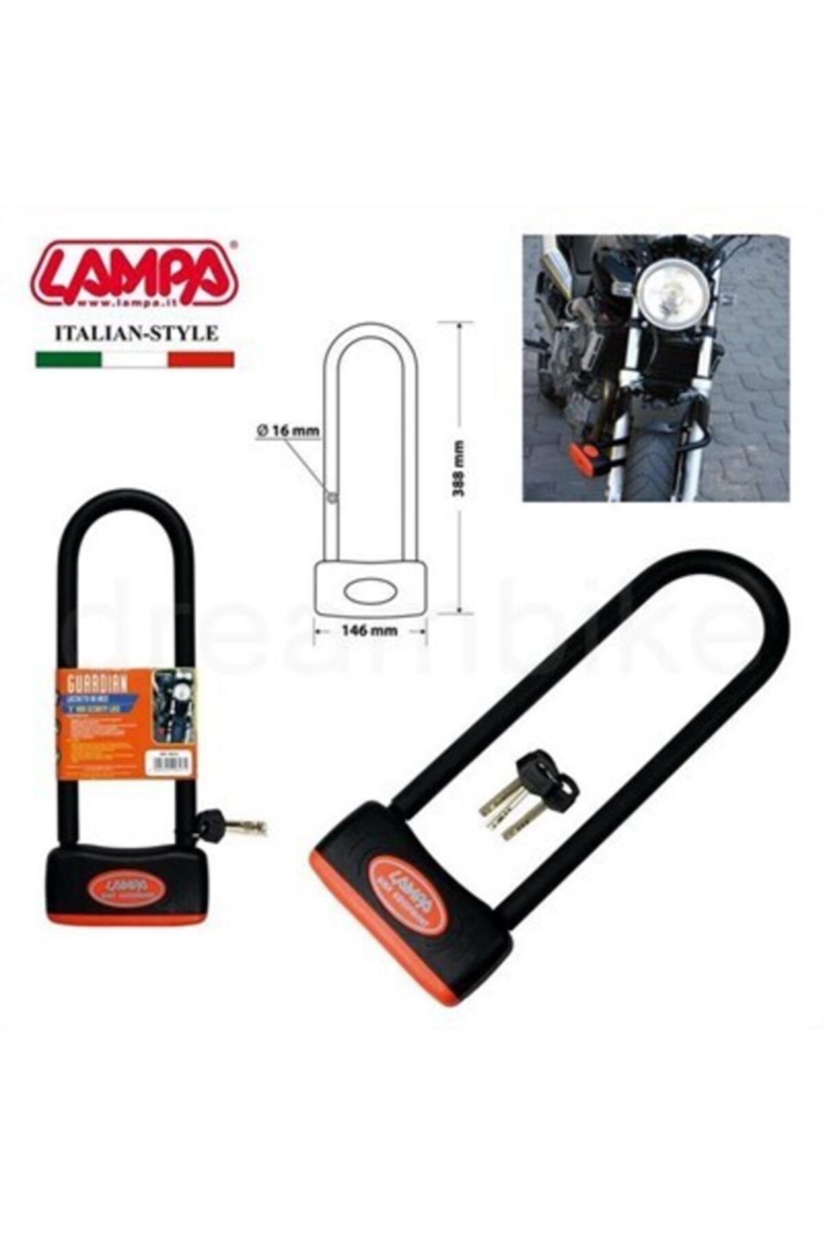 Lampa Guardian U Tipi Çelik Motosiklet Kilidi 18mm 90623