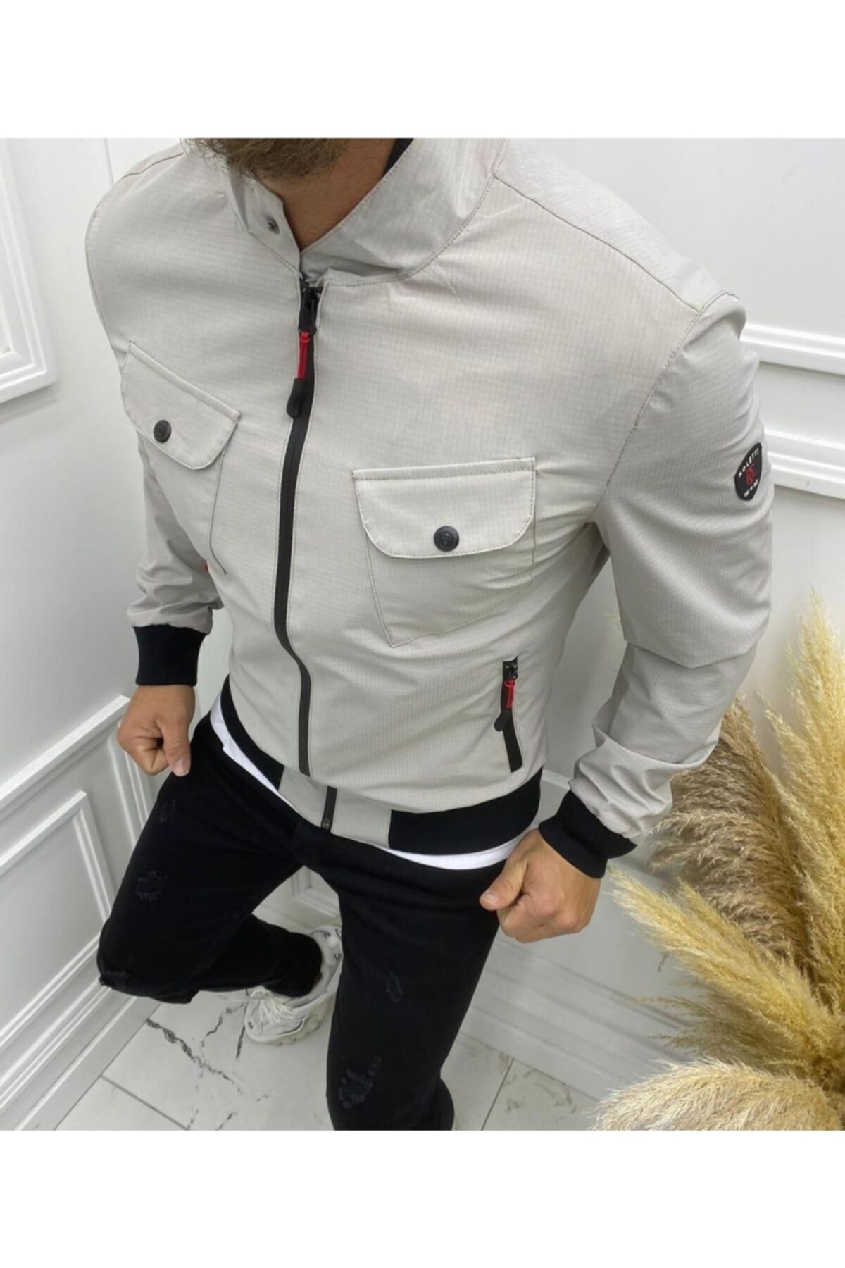 Northmen Erkek Taş Rengi Fermuarlı Yağmurluk