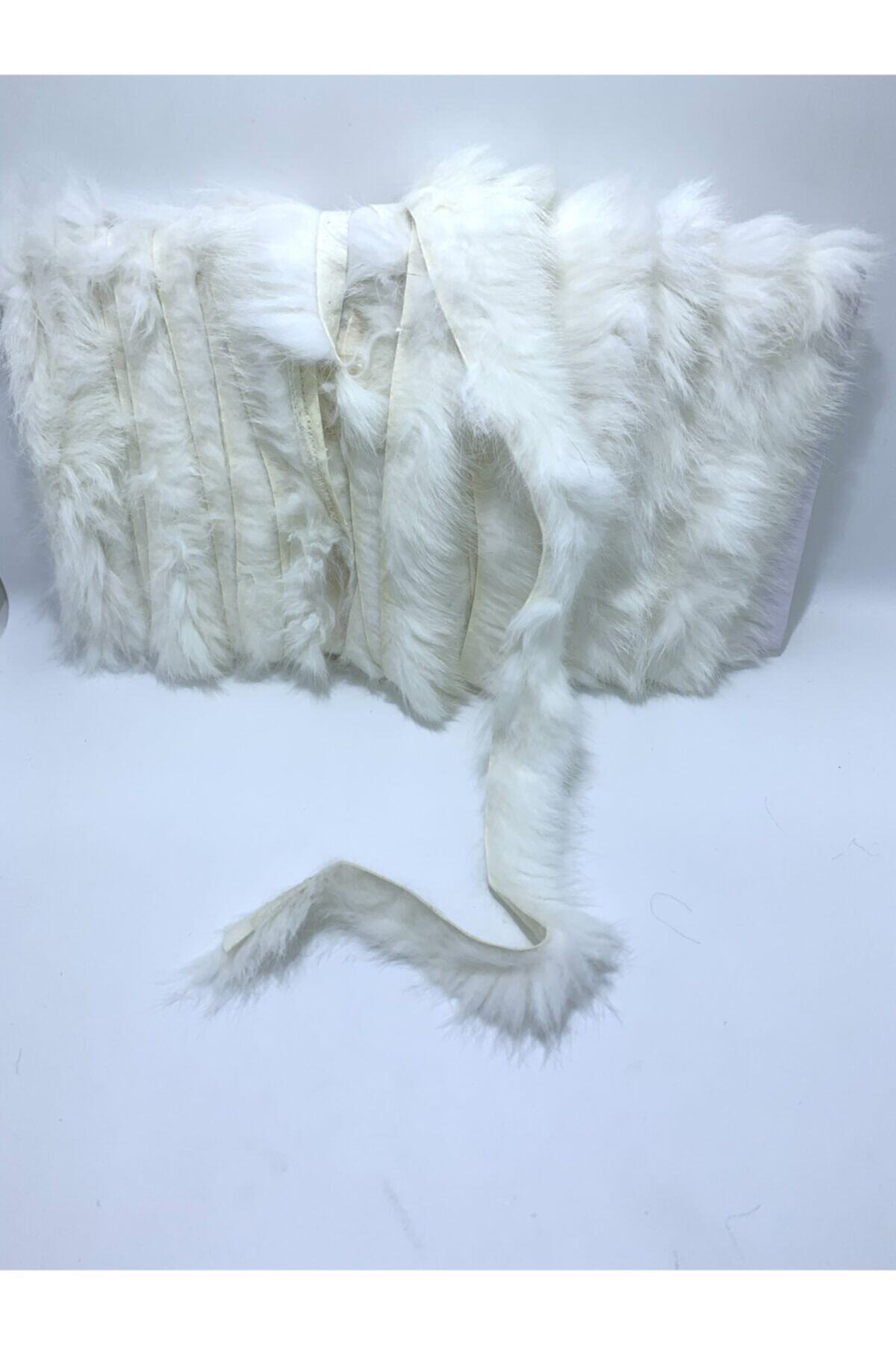 Rengarenk tuhafiye ve hobi Şerit Tüy Beyaz 3cm 1mt