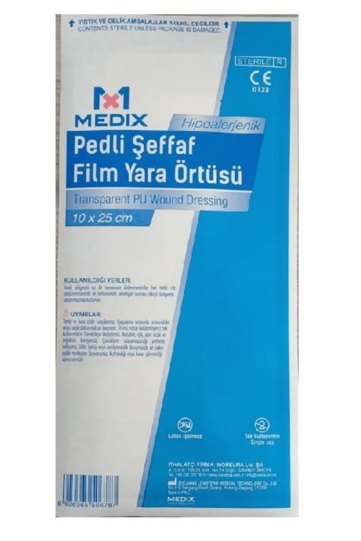 MEDİX Pedli Şeffaf Film Yara Örtüsü 10 X 25 Cm Tekli