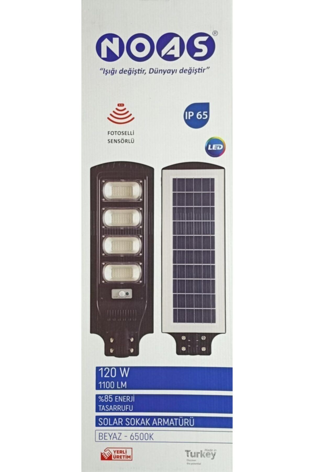 Noas Güneş Enerjili 120 Watt Beyaz Işık Solar Sokak Armatürü