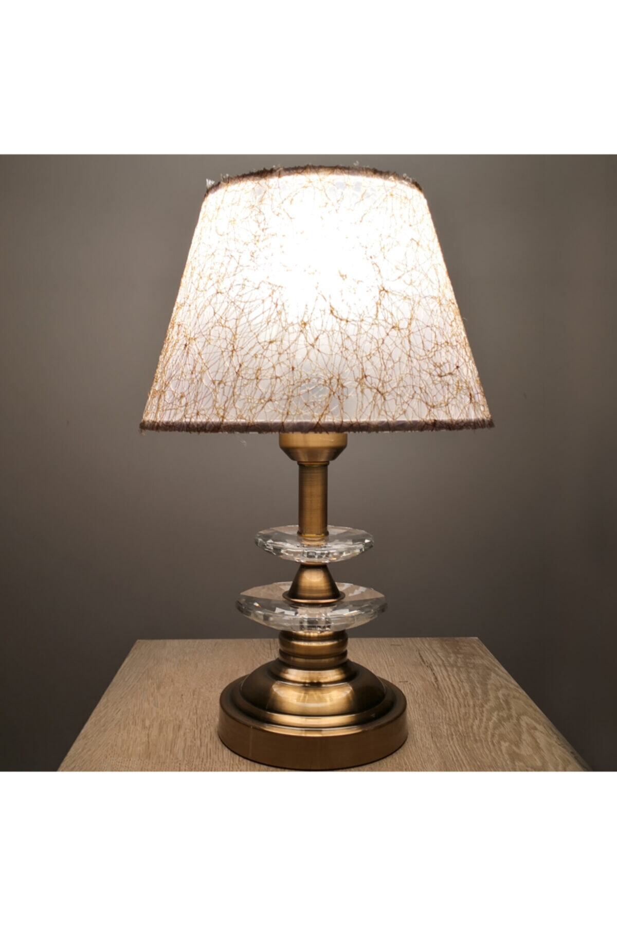 HOMİNG Eskitme Metal Gövdeli Abajur / Altın Ipli Başlık