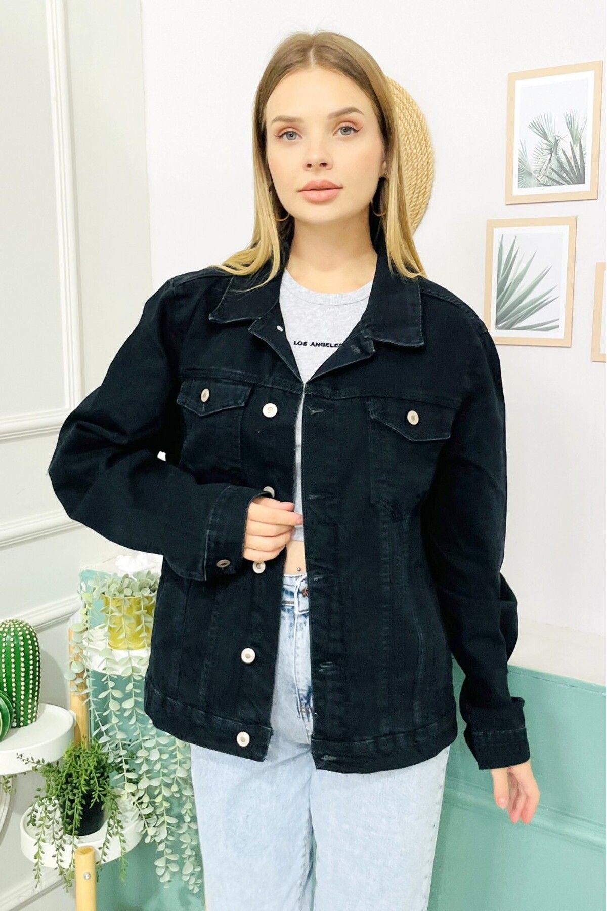 Denim jacket ladies black store