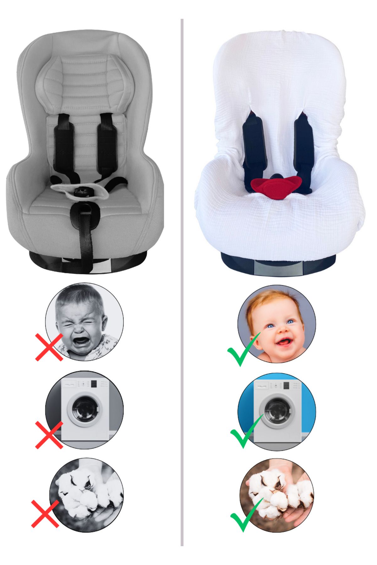 Joyous Mom Kids 4 Layer Muslin Baby Car Seat Cover Elastic 100