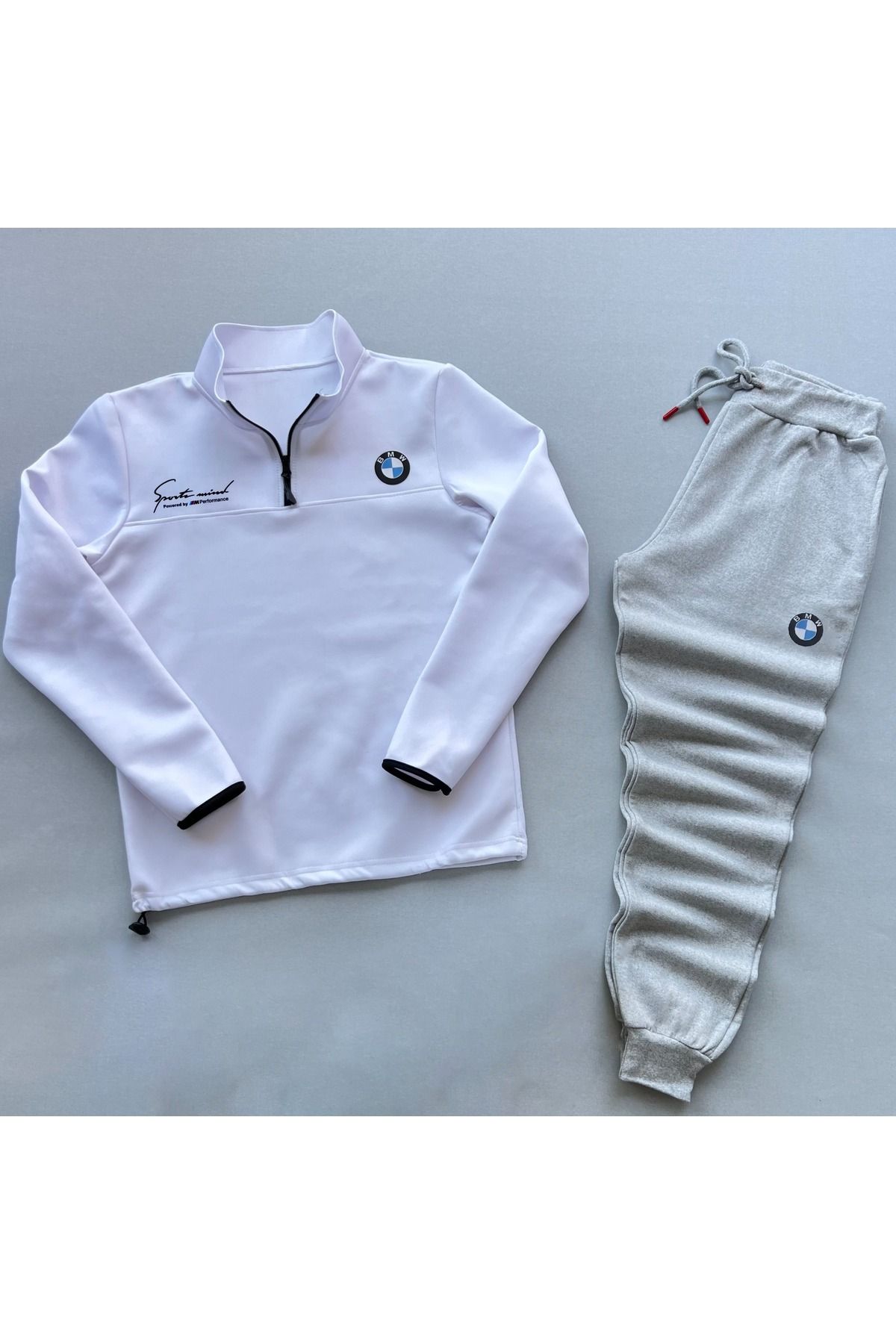 V PER Bmw Printed Scuba Fabric Top and Tracksuit Set Trendyol