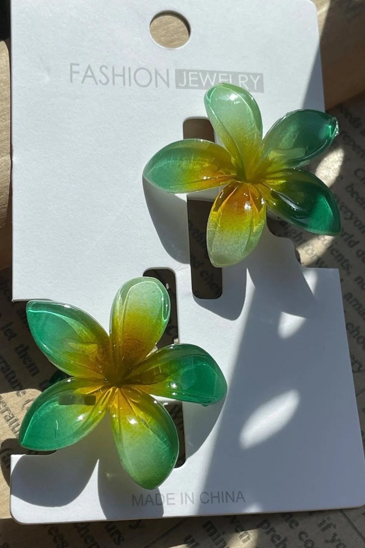 Green flower hotsell hair clip