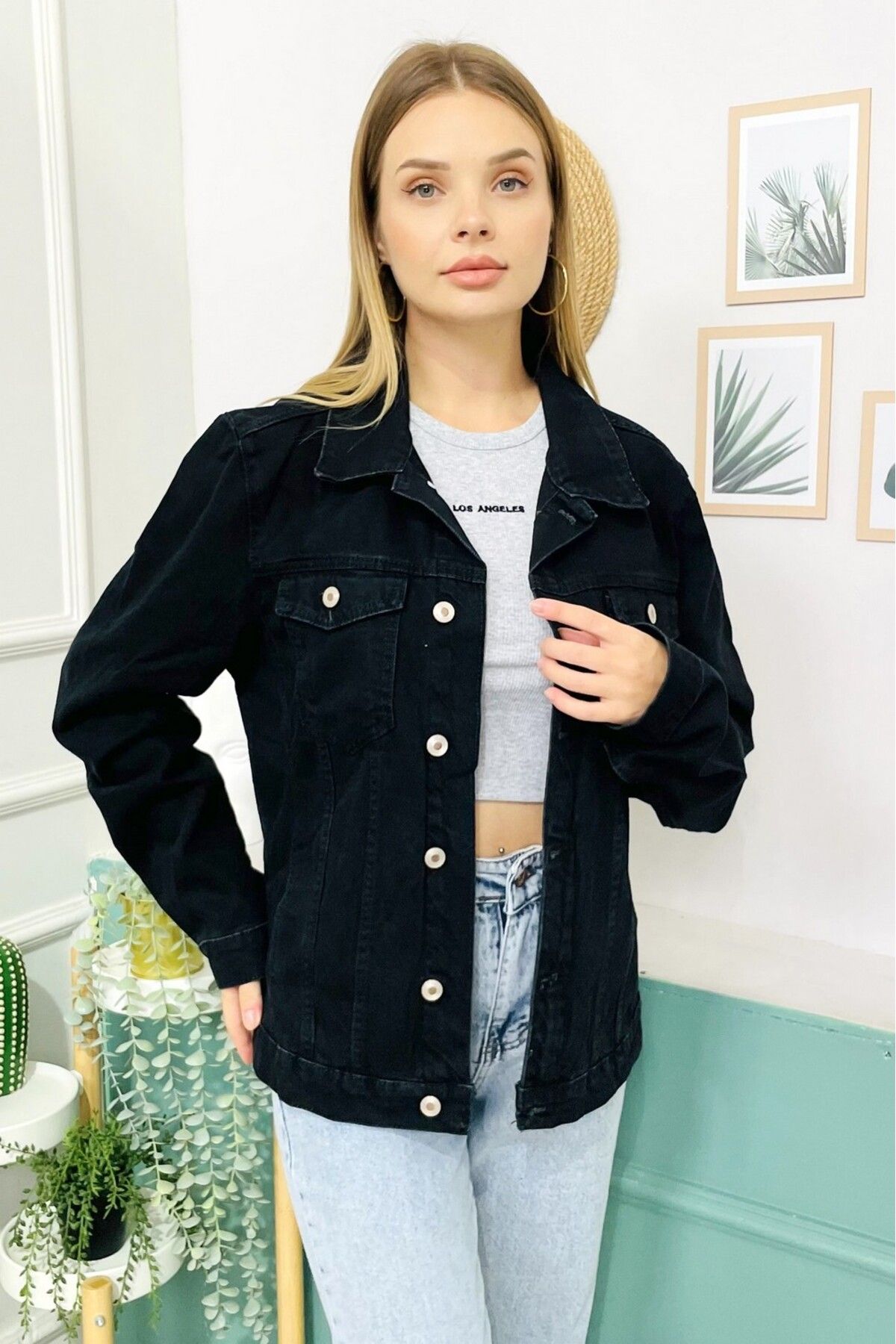 StilOBA BLACK WOMEN S DENIM JACKET Trendyol