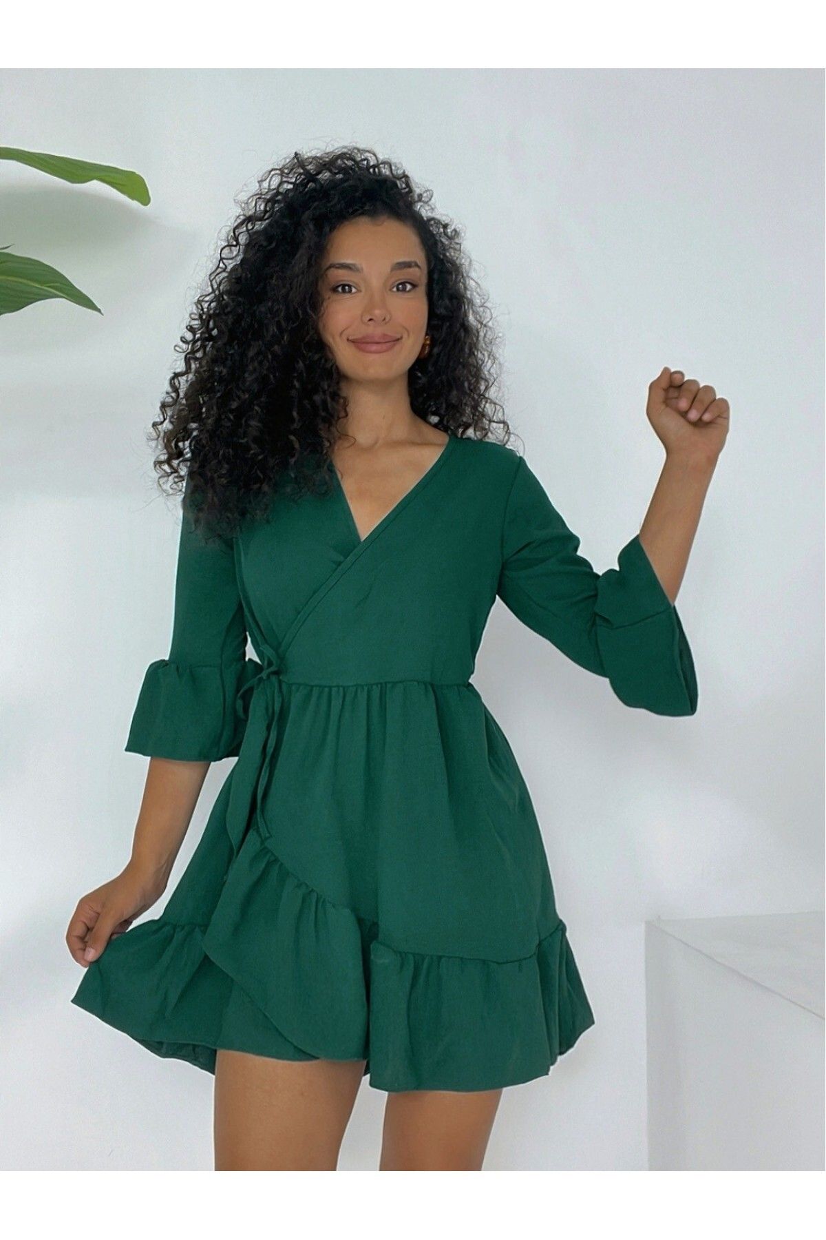 Frilly online wrap dress