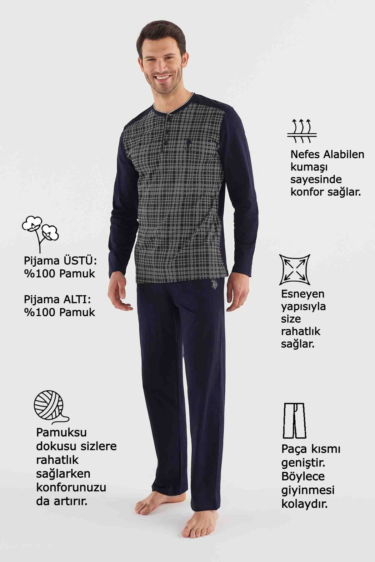 Men's Pima Pajama Set in Navy