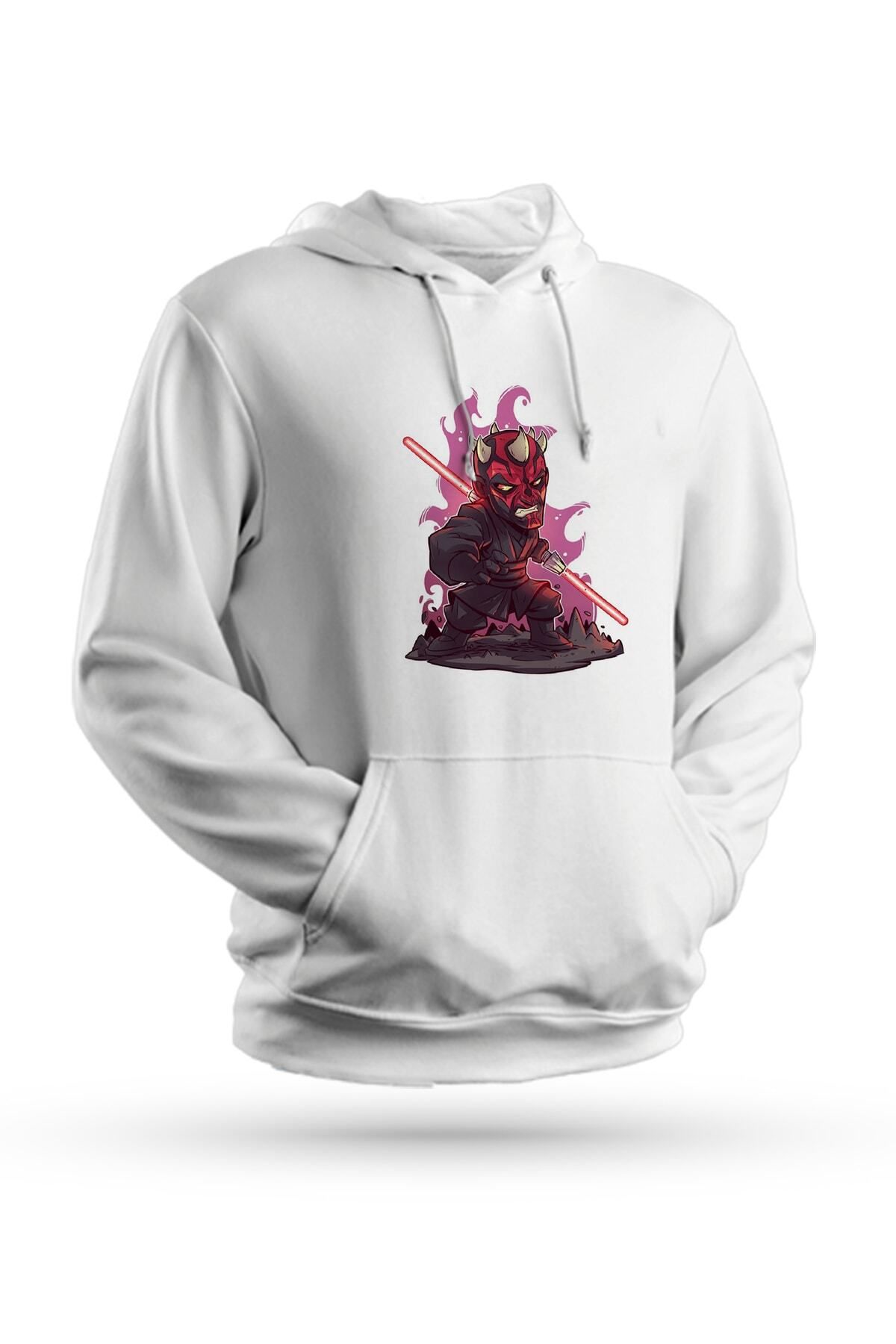 Pisa Art Darth Maul Sith Printed White Unisex Hooded Sweatshirt