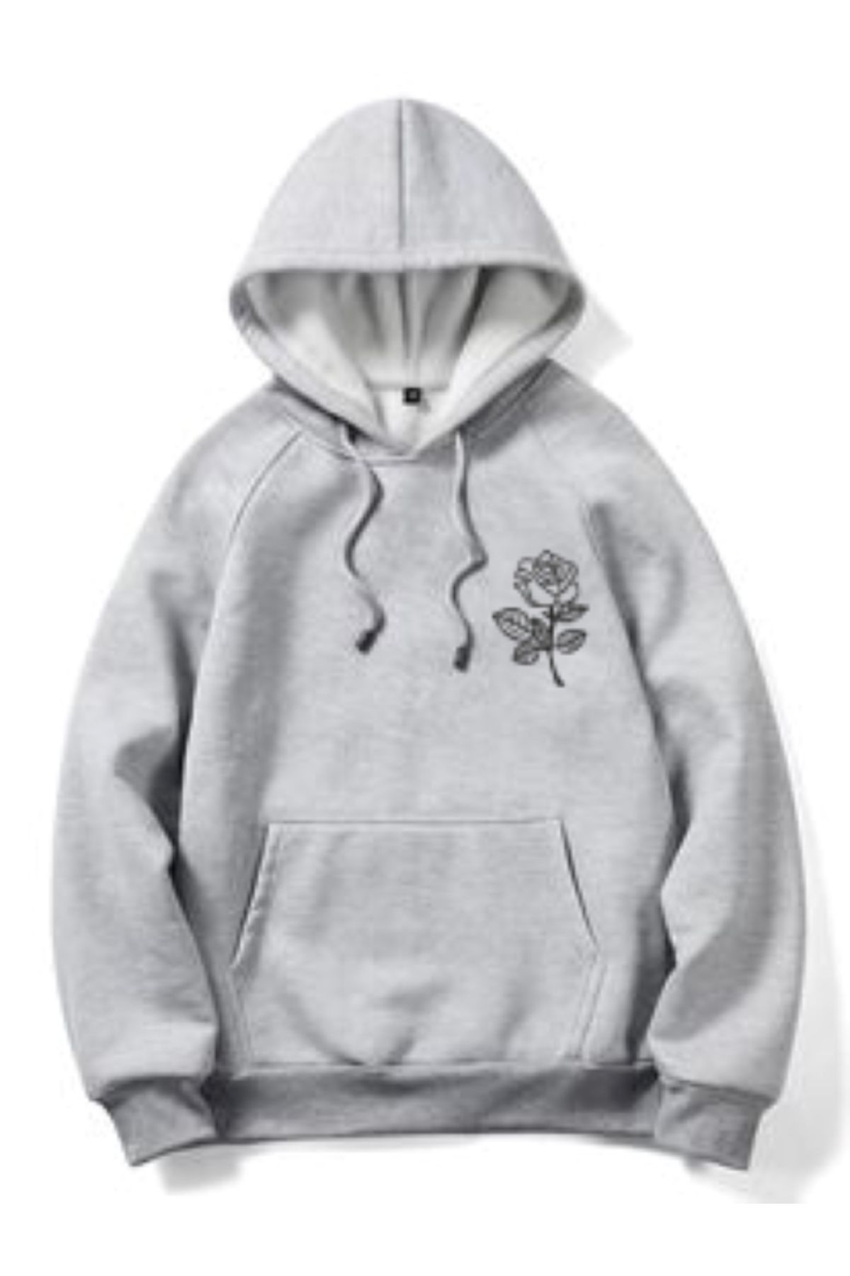 hello tekstil sweatshirt oversize gray floral Trendyol