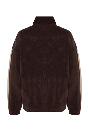 Kahverengi Unisex Oversize/Geniş Kesim Dik Yaka Anti-pilling Polar Sweatshirt TMNAW24SW00034 Image 6