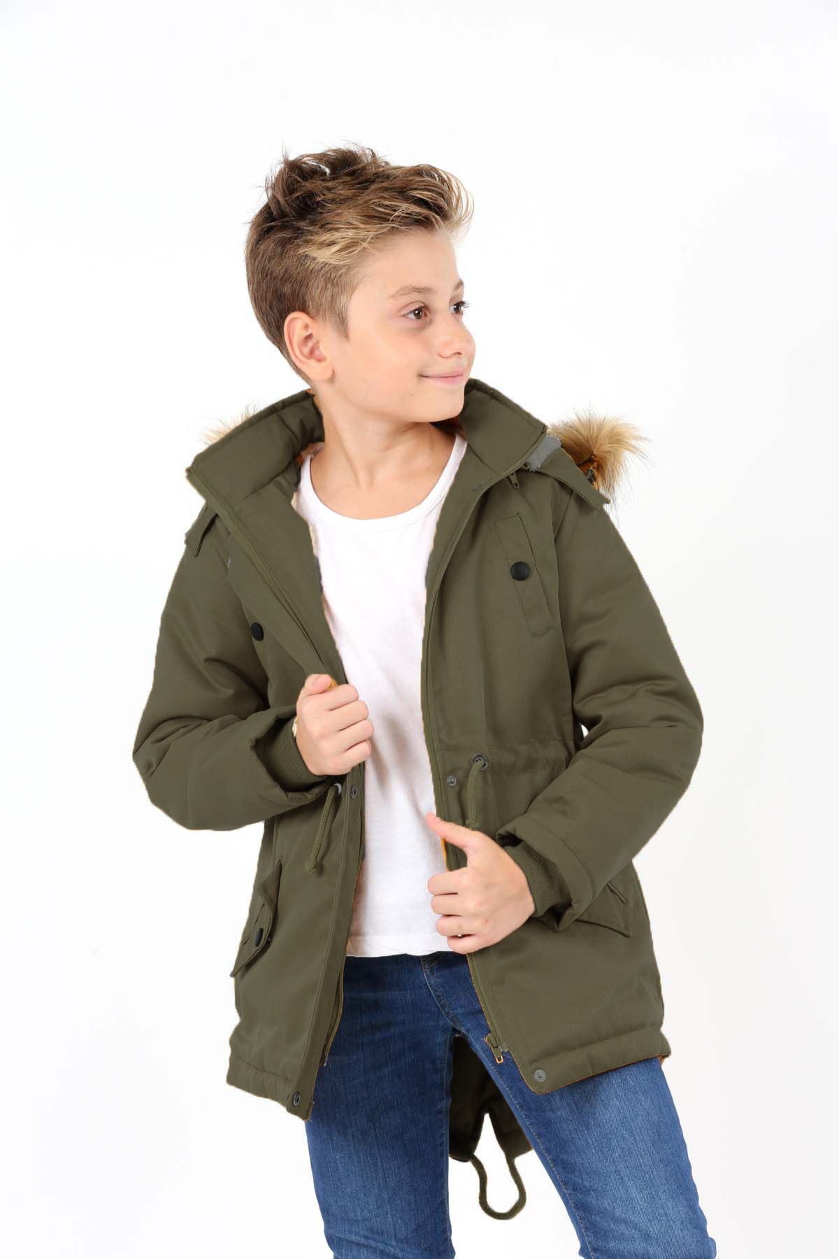 Boys green winter coat shop
