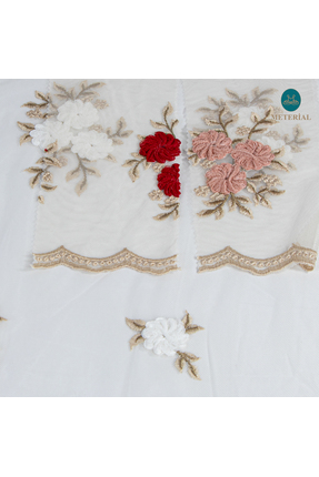 TÜL ÜZERİNE ÖZEL İŞLEME BEYAZ Image 2
