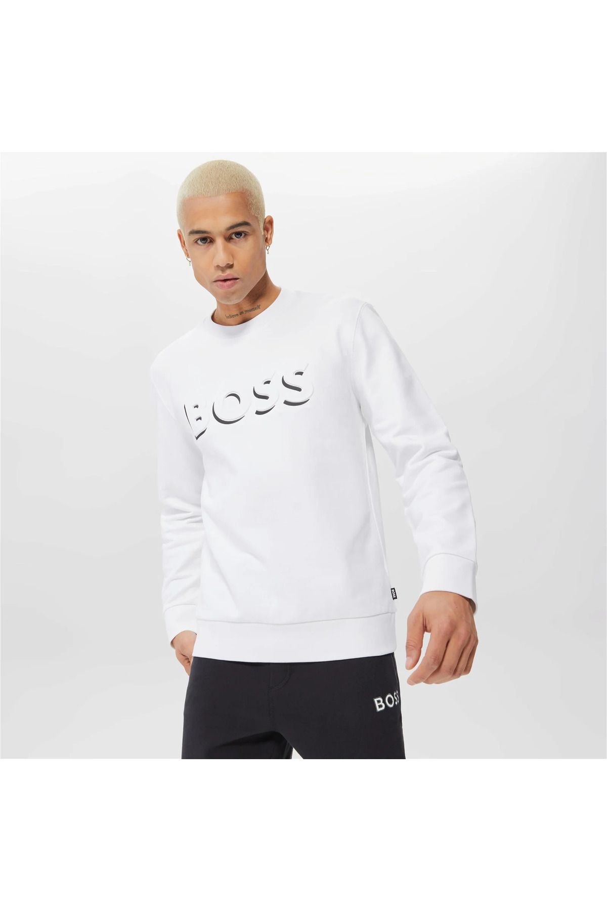Boss Sweatshirt White Relaxed fit Trendyol