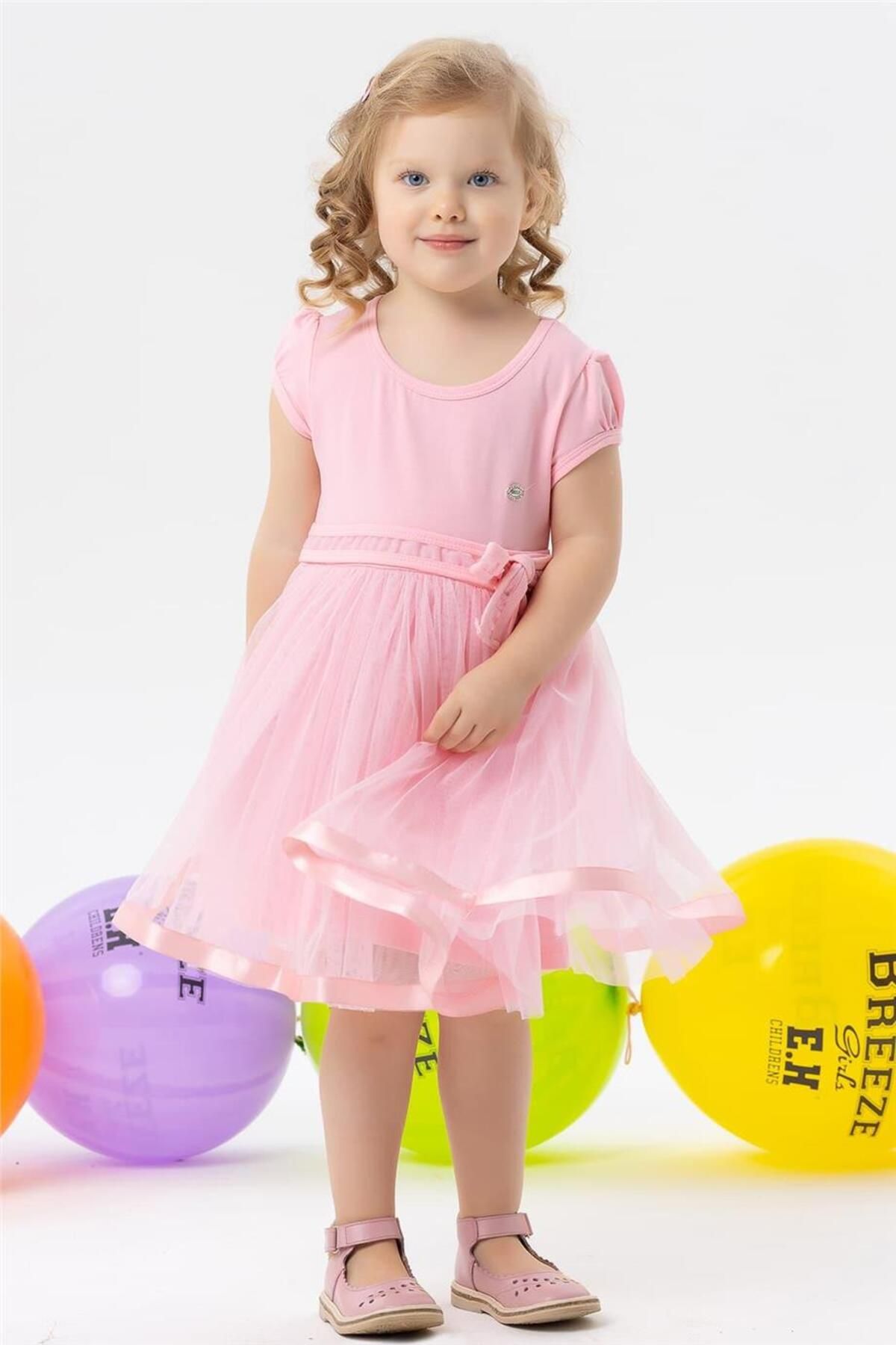 Breeze Girl s Dress Tulle Bow and Crest 1.5 5 Years Pink