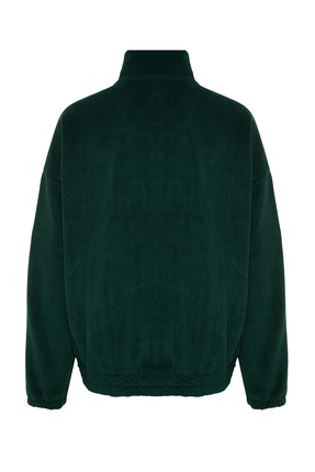 Zümrüt Yeşili Unisex Oversize/Geniş Kesim Dik Yaka Anti-pilling Polar Sweatshirt TMNAW24SW00034 Image 7