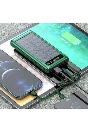 10.000 Mah Güneş Enerjili Led Işıklı Powerbank Şarj Aleti 2x Usb Çıkışlı Mikro Typc Lıghtnıng Image 0