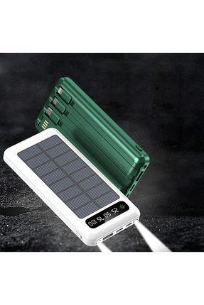 10.000 Mah Güneş Enerjili Led Işıklı Powerbank Şarj Aleti 2x Usb Çıkışlı Mikro Typc Lıghtnıng Image 2