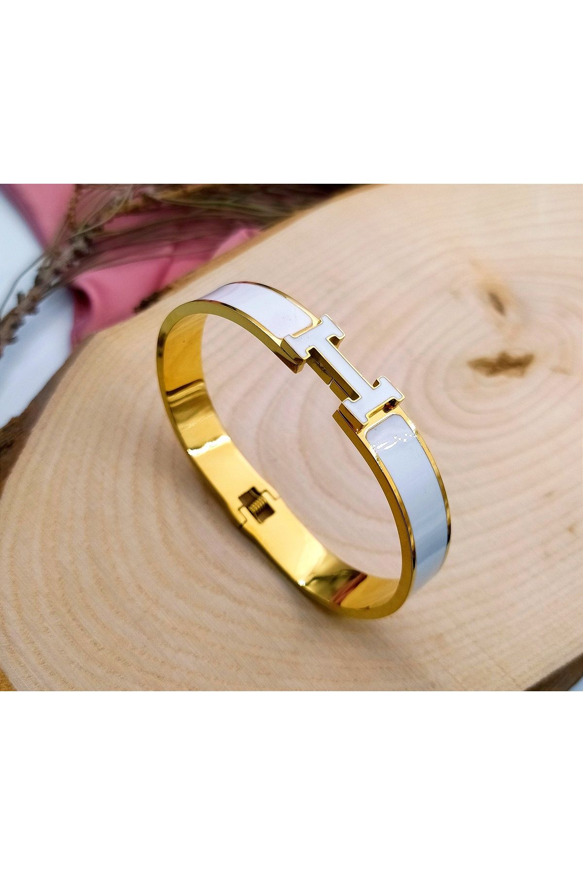 RAHSHINE Colored Enameled HRMS Steel Cuff Bracelet H Bracelet