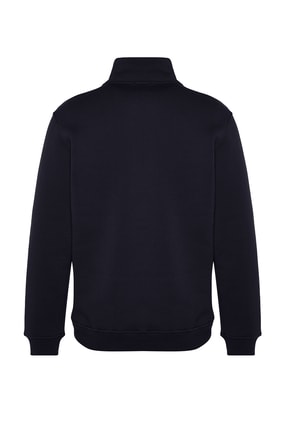 Lacivert Regular/Normal Kesim Dik Yaka Fermuarlı Pamuklu İçi Polarlı Sweatshirt TMNAW24SW00041 Image 7