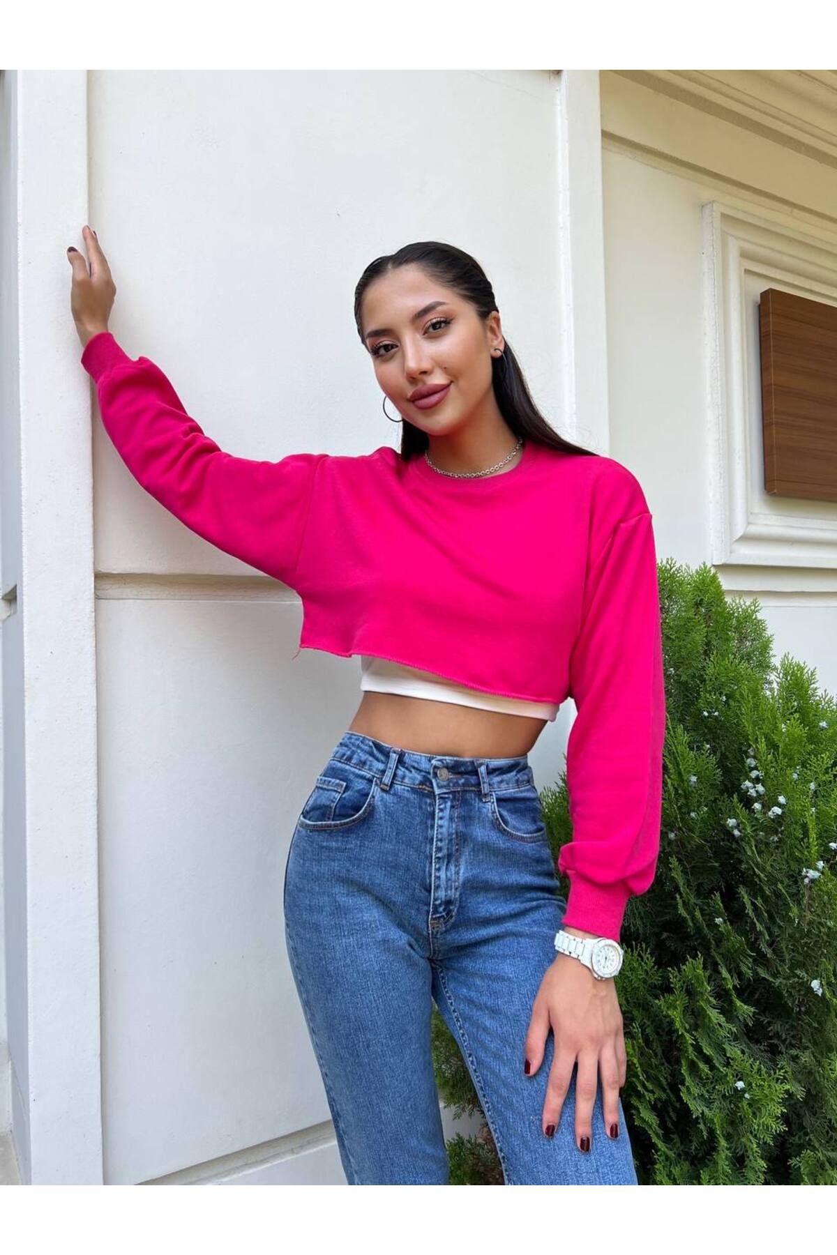 Plain cropped sweatshirt new arrivals