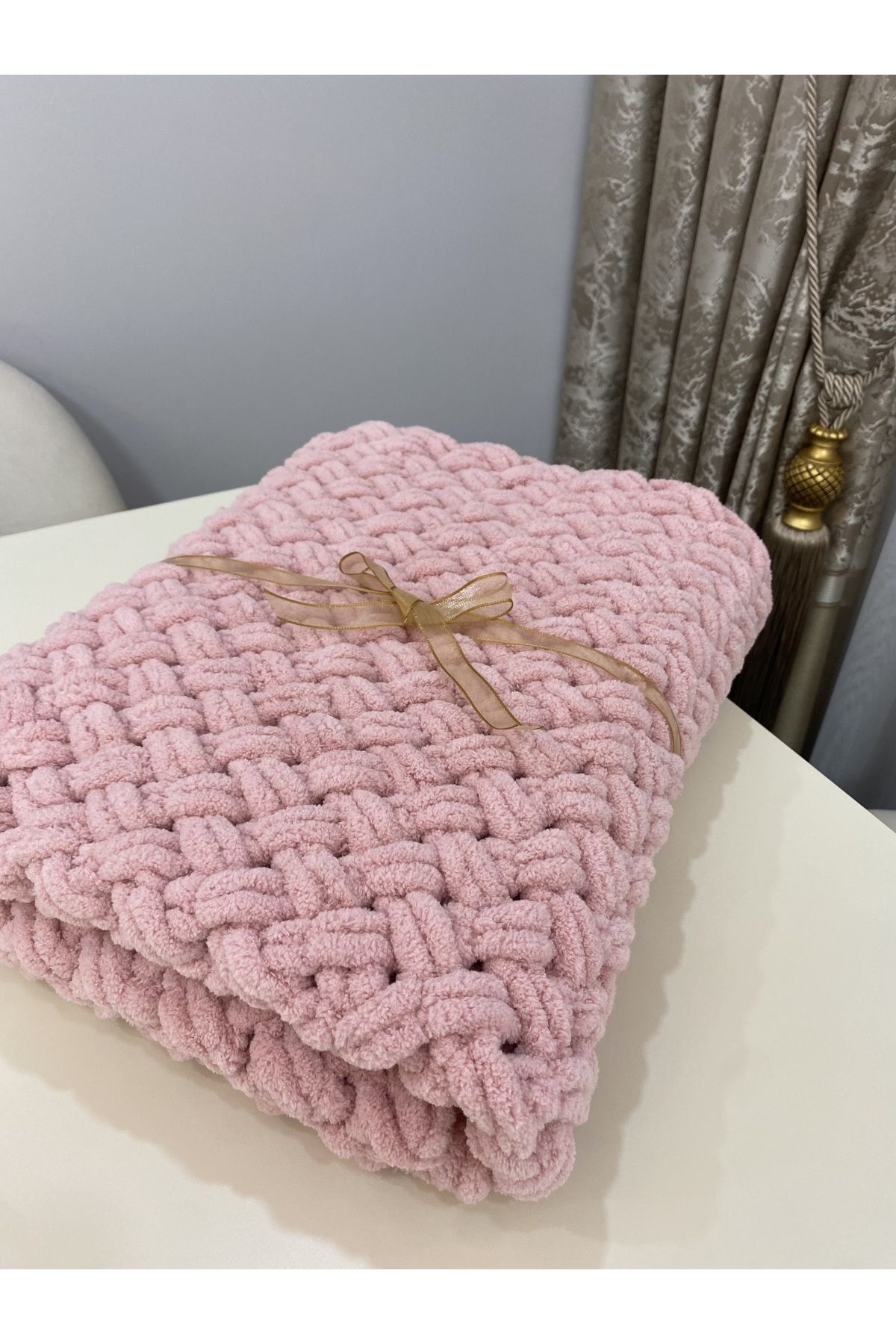 Alize Puffy Hand Knitted Blanket 31 Baby Pink - Trendyol