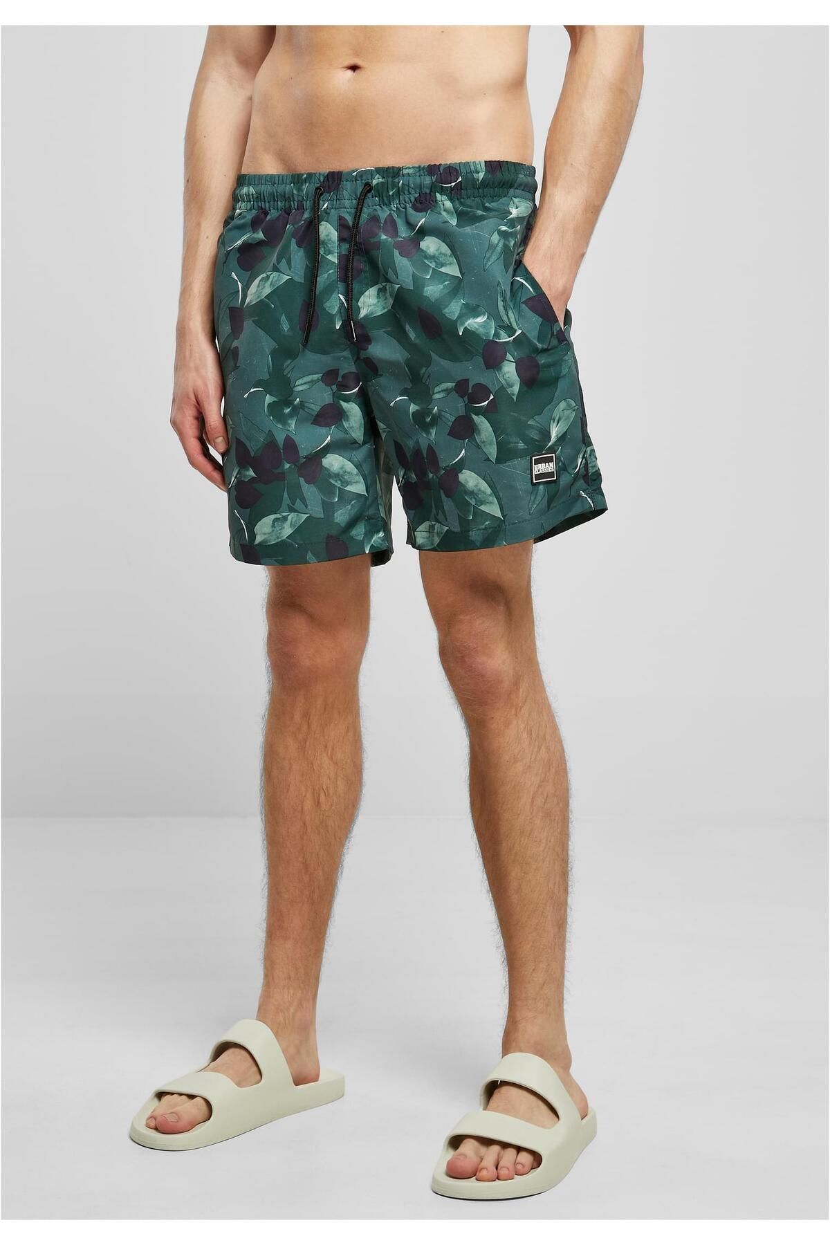 Urban Classics Swim Shorts Green Plain Trendyol